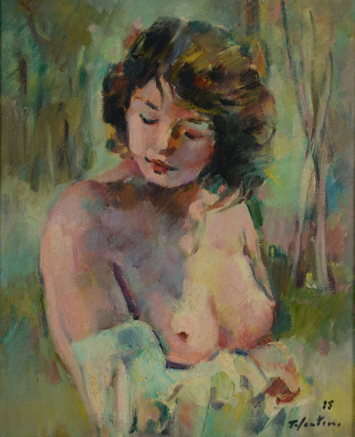 TOLENTINO - Figura feminina - ost - 46 x 38 (moldura com cupim). - foto 2 de 3