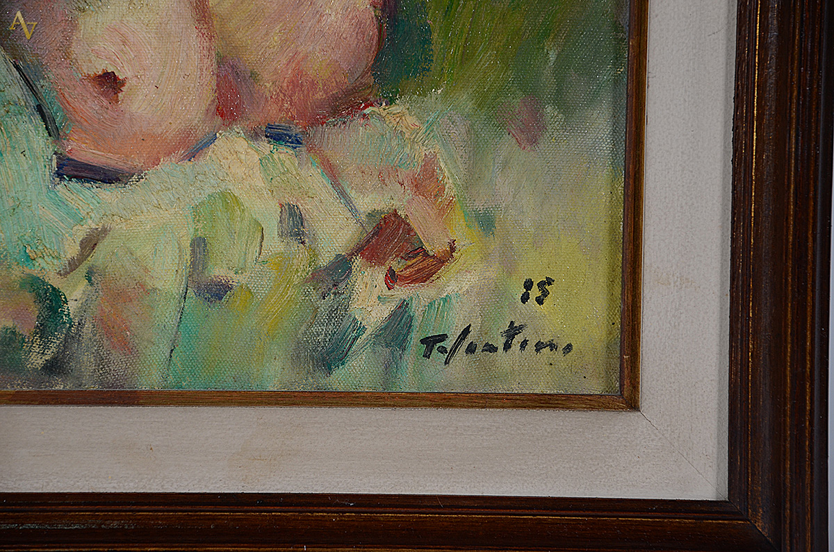 TOLENTINO - Figura feminina - ost - 46 x 38 (moldura com cupim). - foto 3 de 3