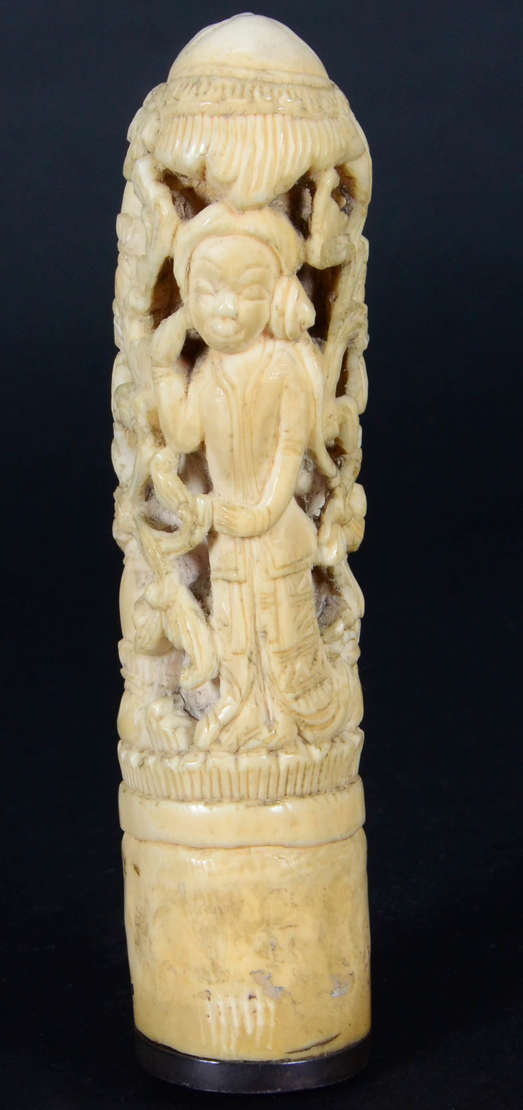 Sinete anglo – indiano – Marfim esculturado e vasado em figuras... - foto 3 de 5