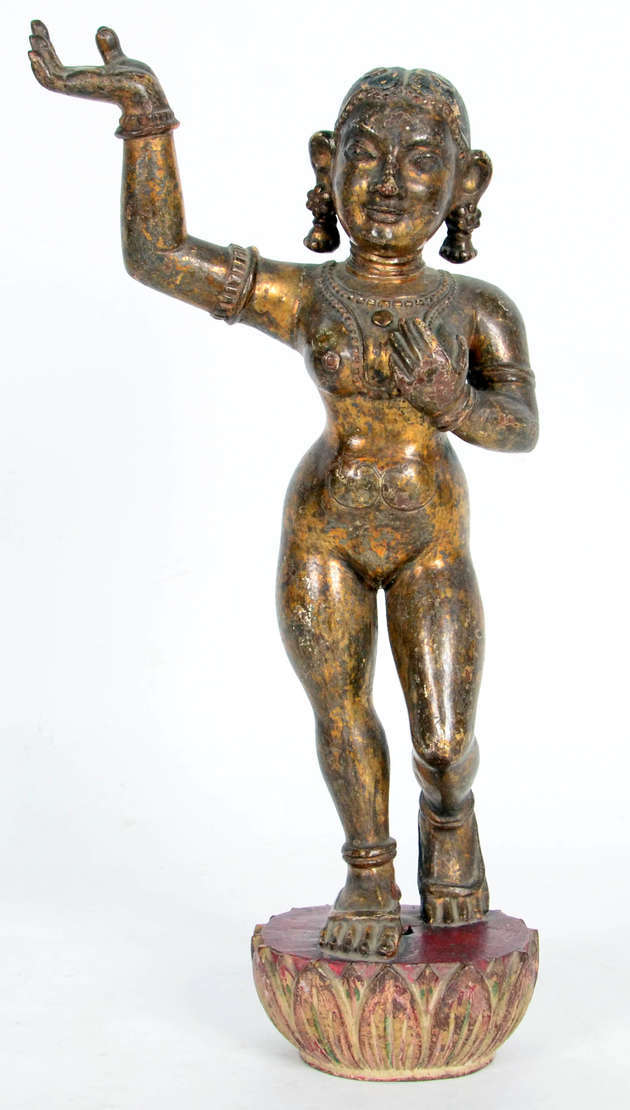 APSARA – Escultura indiana em madeira dourada e policromada... - foto 1 de 3