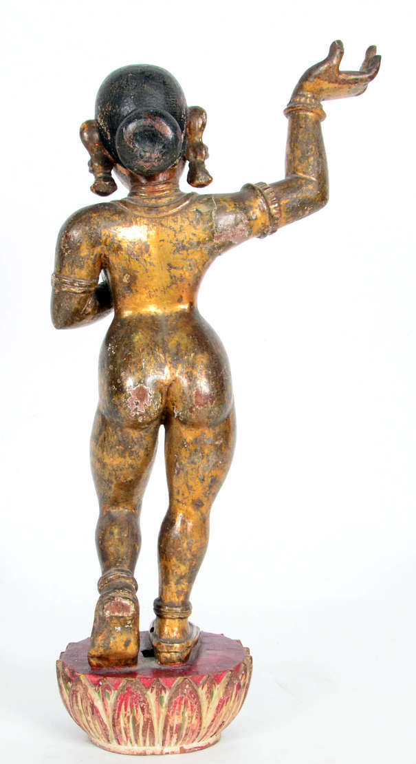 APSARA – Escultura indiana em madeira dourada e policromada... - foto 2 de 3