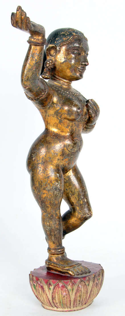 APSARA – Escultura indiana em madeira dourada e policromada... - foto 3 de 3