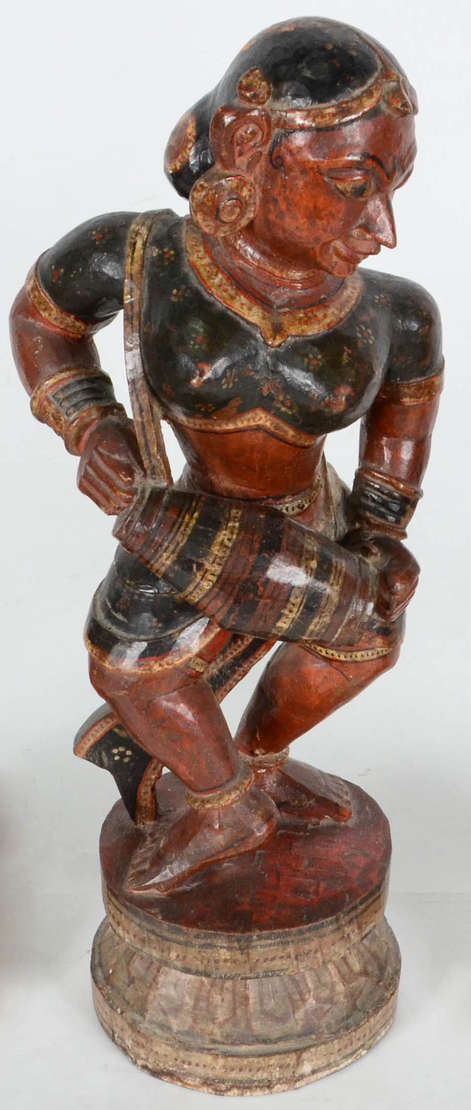 GOPI – Escultura indiana – Madeira esculpida e policromada –... - foto 2 de 3
