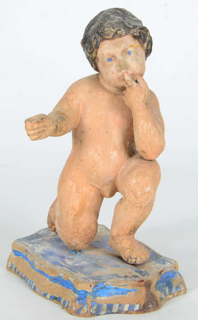 Arte Sacra – Imagem do Menino S. João Batista – Madeira esculpida e... - foto 1 de 3