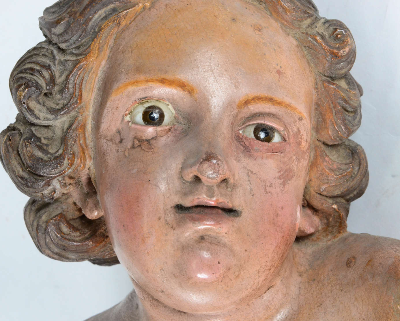 Arte Sacra – Par de “Cabeças de Anjos” – Madeira esculpida e... - foto 3 de 4