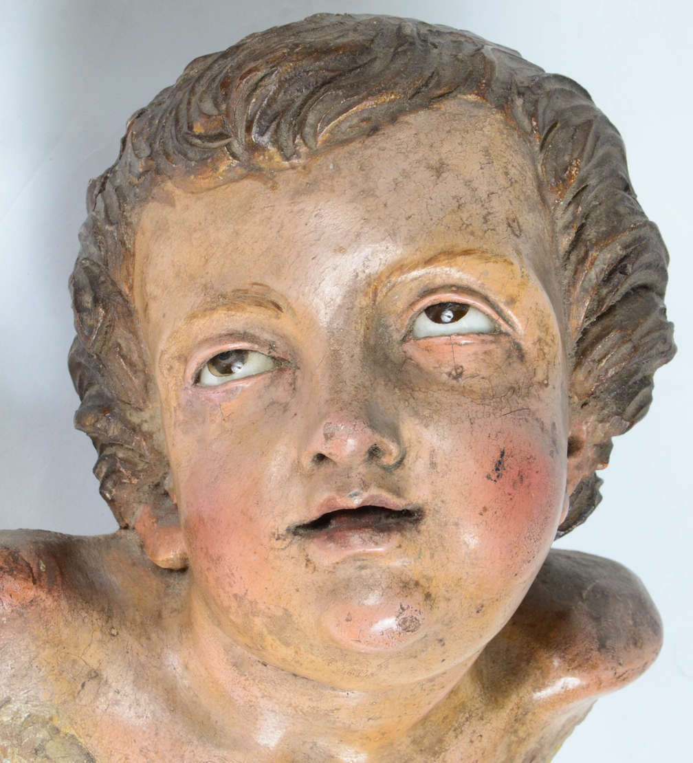 Arte Sacra – Par de “Cabeças de Anjos” – Madeira esculpida e... - foto 4 de 4