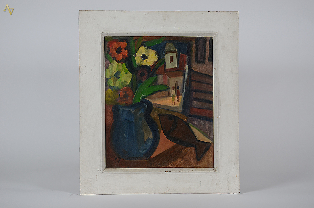 NEY CARDOSO - Vaso de flores, peixe e figura - ost - 46 X 38 (moldura... - foto 1 de 3