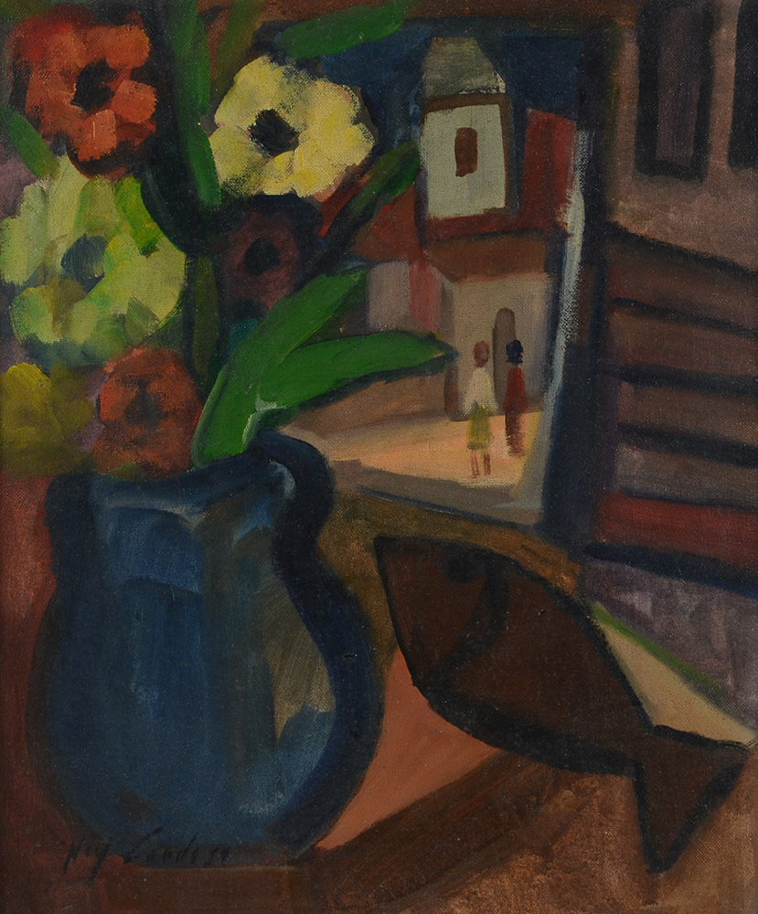 NEY CARDOSO - Vaso de flores, peixe e figura - ost - 46 X 38 (moldura... - foto 2 de 3