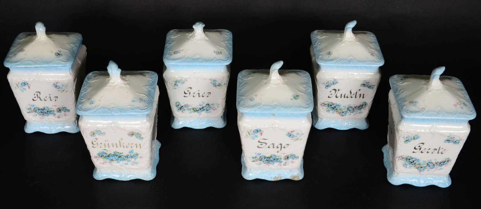 Condimenteiras – Conjunto de seis porta-alimentos com tampa – Faianca... - foto 3 de 5