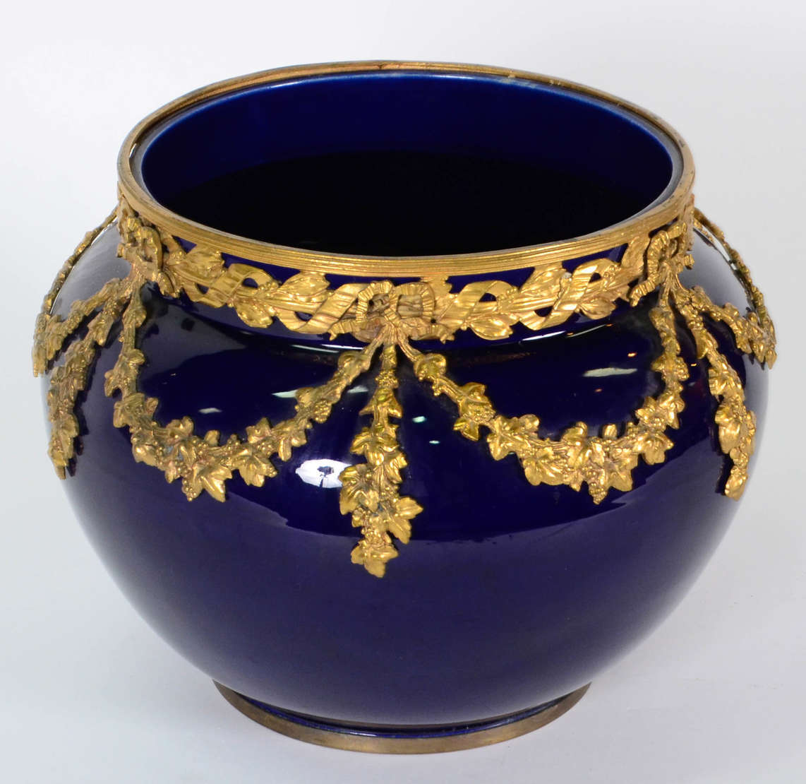 Cachepot – Faiança de Sèvres – Decoração em esmalte azul cobalto e... - foto 2 de 2