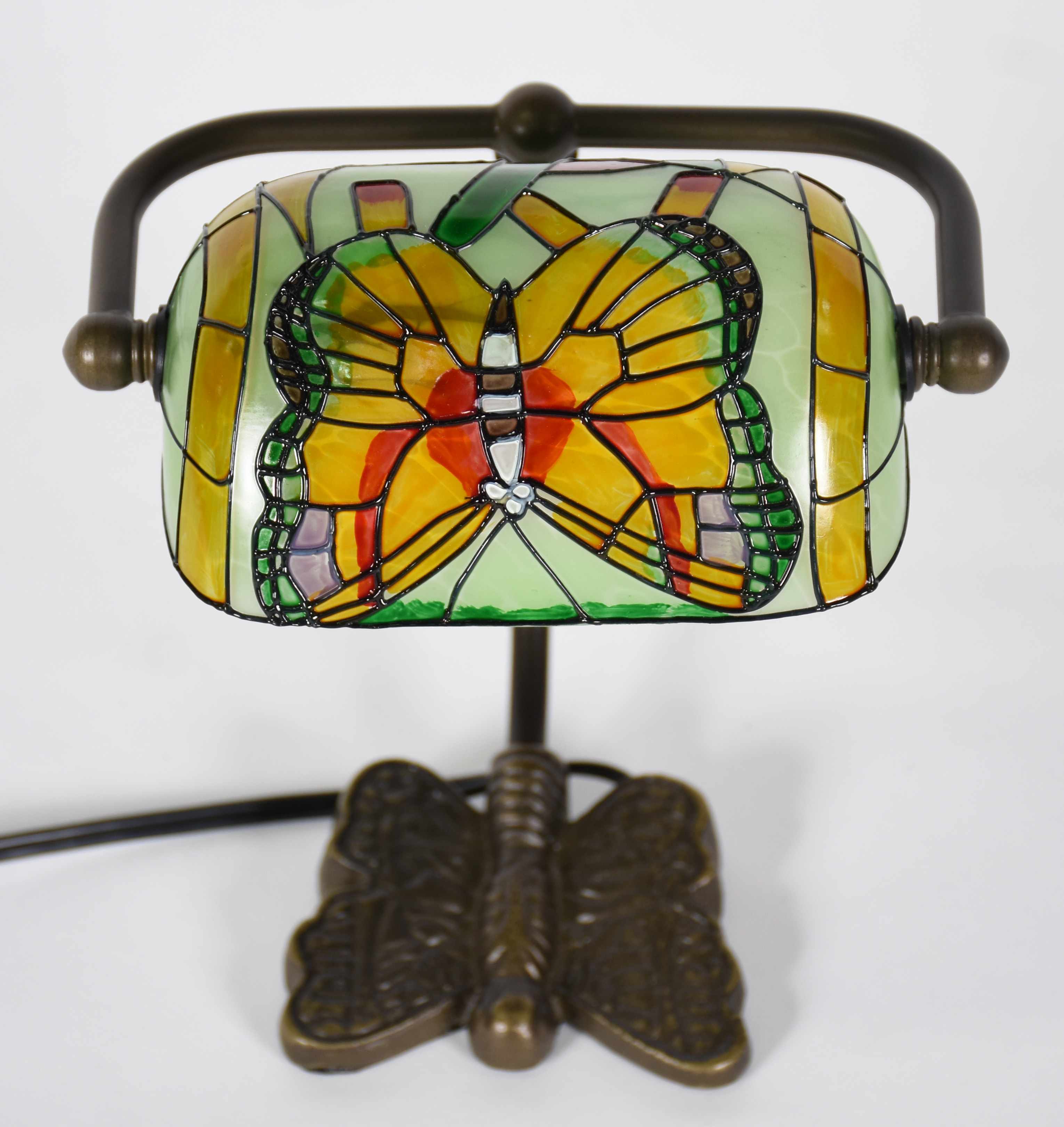 Luminária de mesa com base de metal e cúpula de vidro multicor... - foto 1 de 4