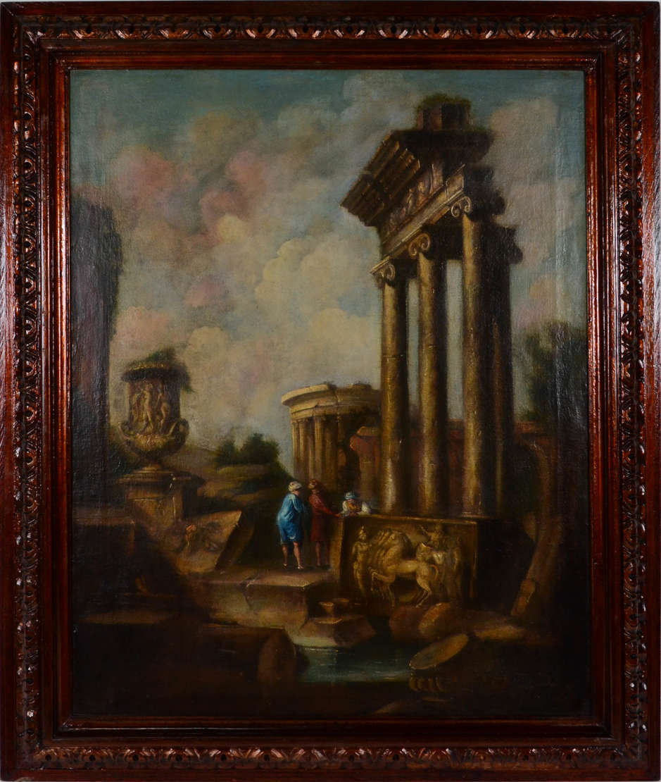 Escola Italiana – Quadro original de época – Representa ruínas da... - foto 1 de 2