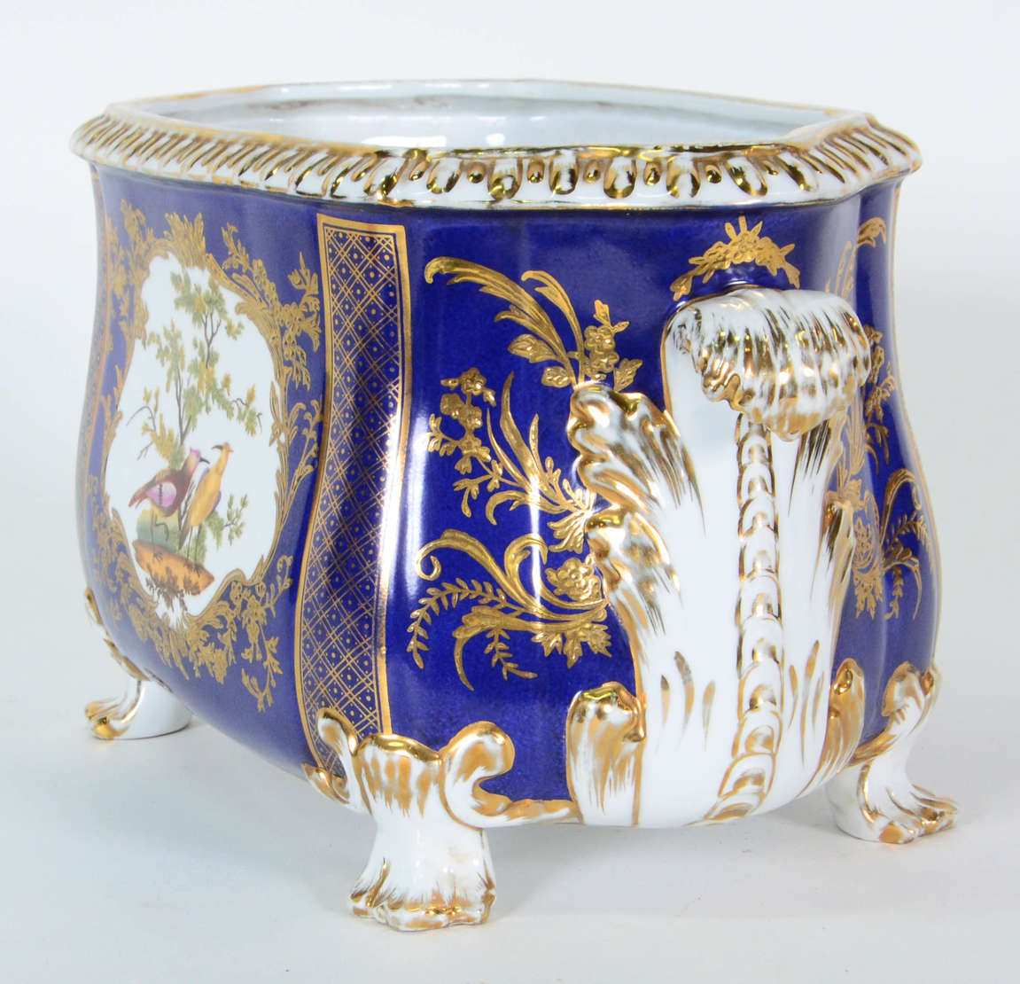 Floreira Luís XVI – Porcelana de Sèvres - Decoração com fundo azul... - foto 2 de 4