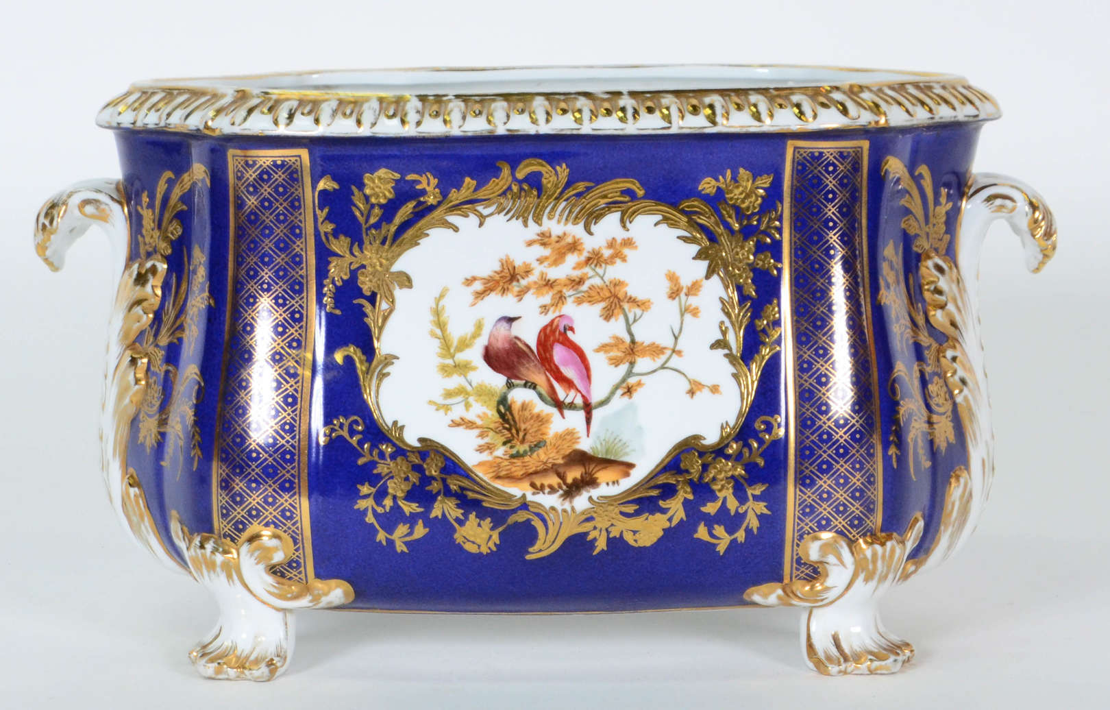 Floreira Luís XVI – Porcelana de Sèvres - Decoração com fundo azul... - foto 3 de 4