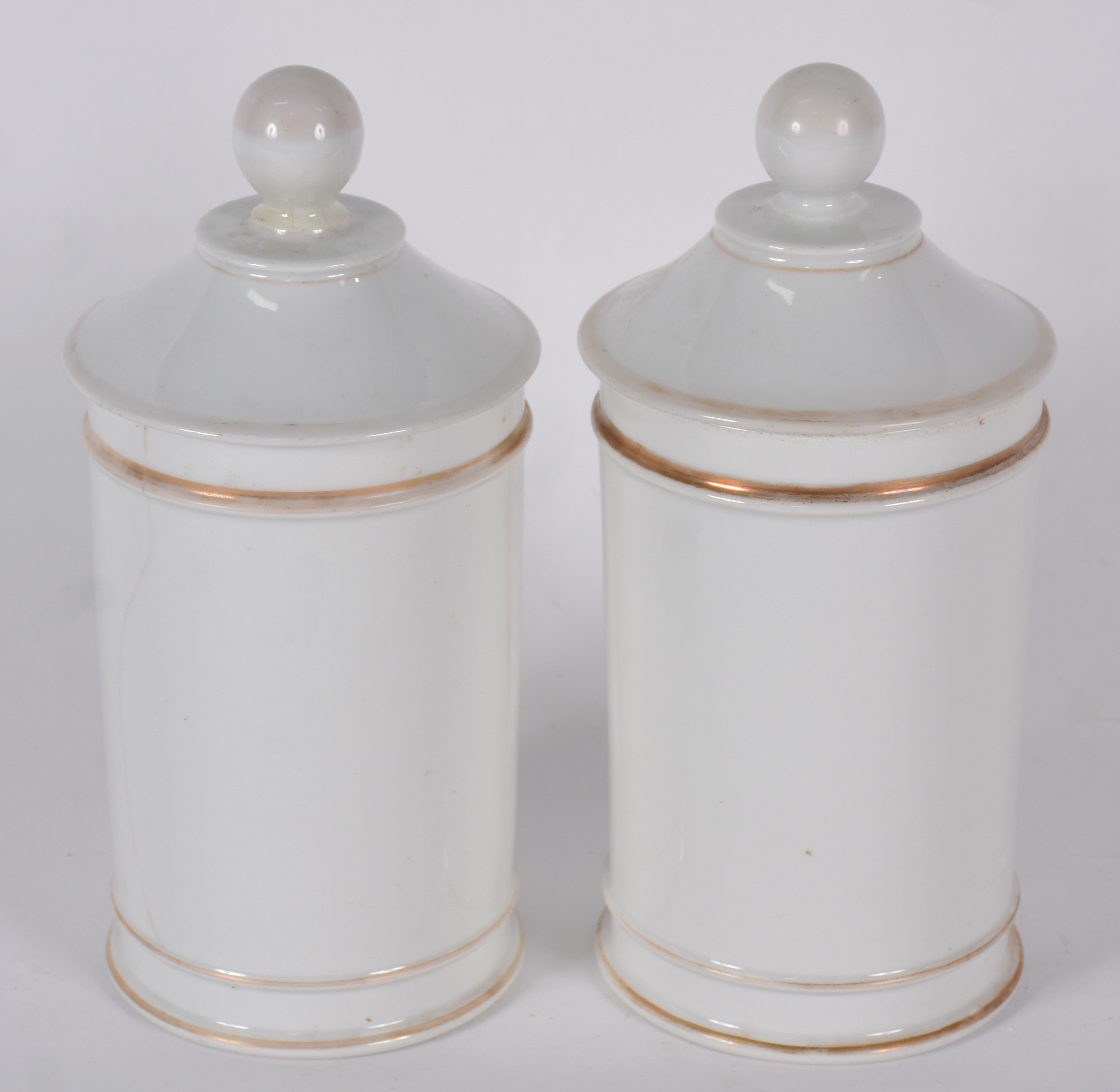 Par de potes de farmácia de porcelana Européia ( um com fio de cabelo... - foto 2 de 6