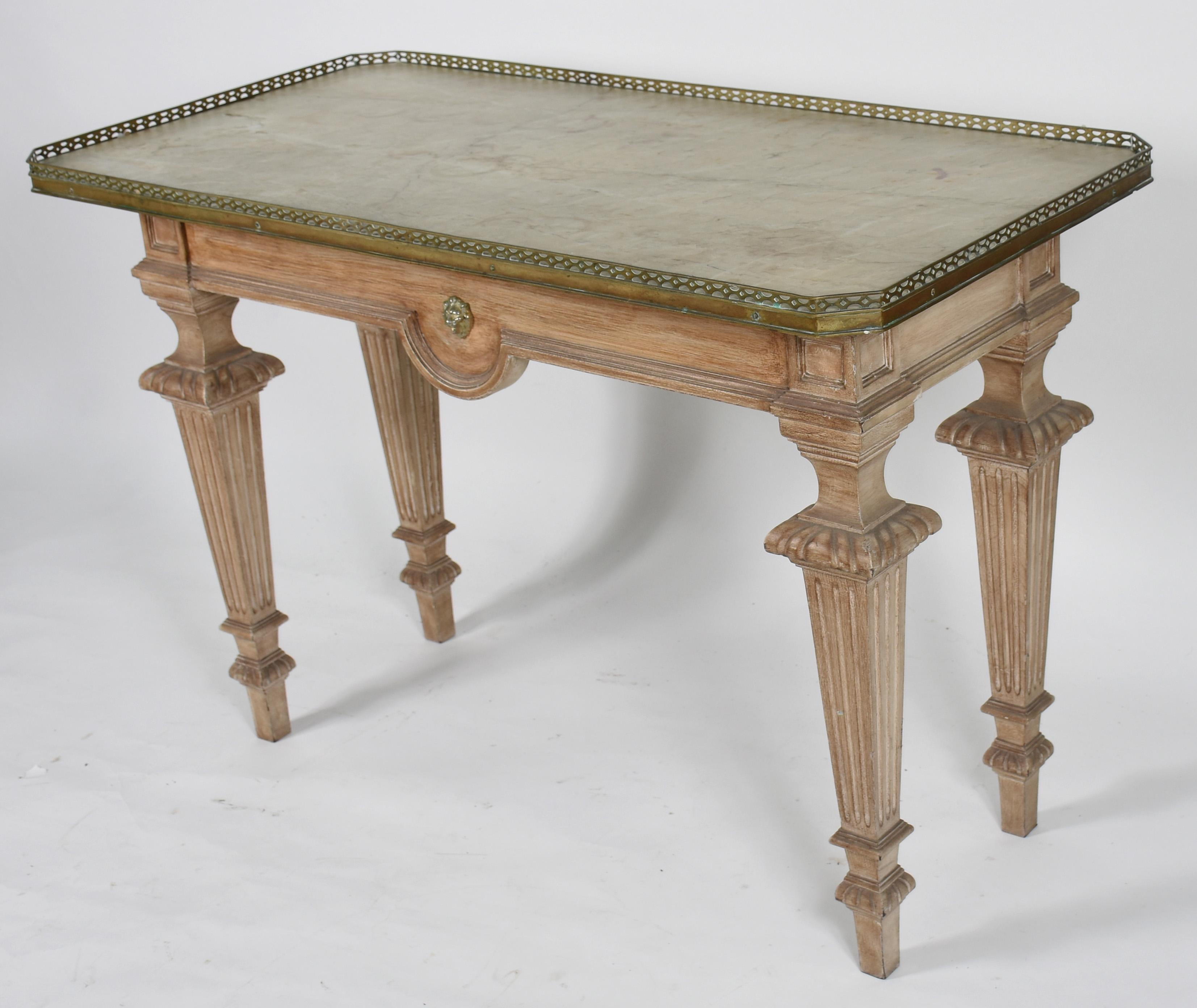 Console de madeira nobre em decapê , estilo Império, tampo de mármore... - foto 1 de 4