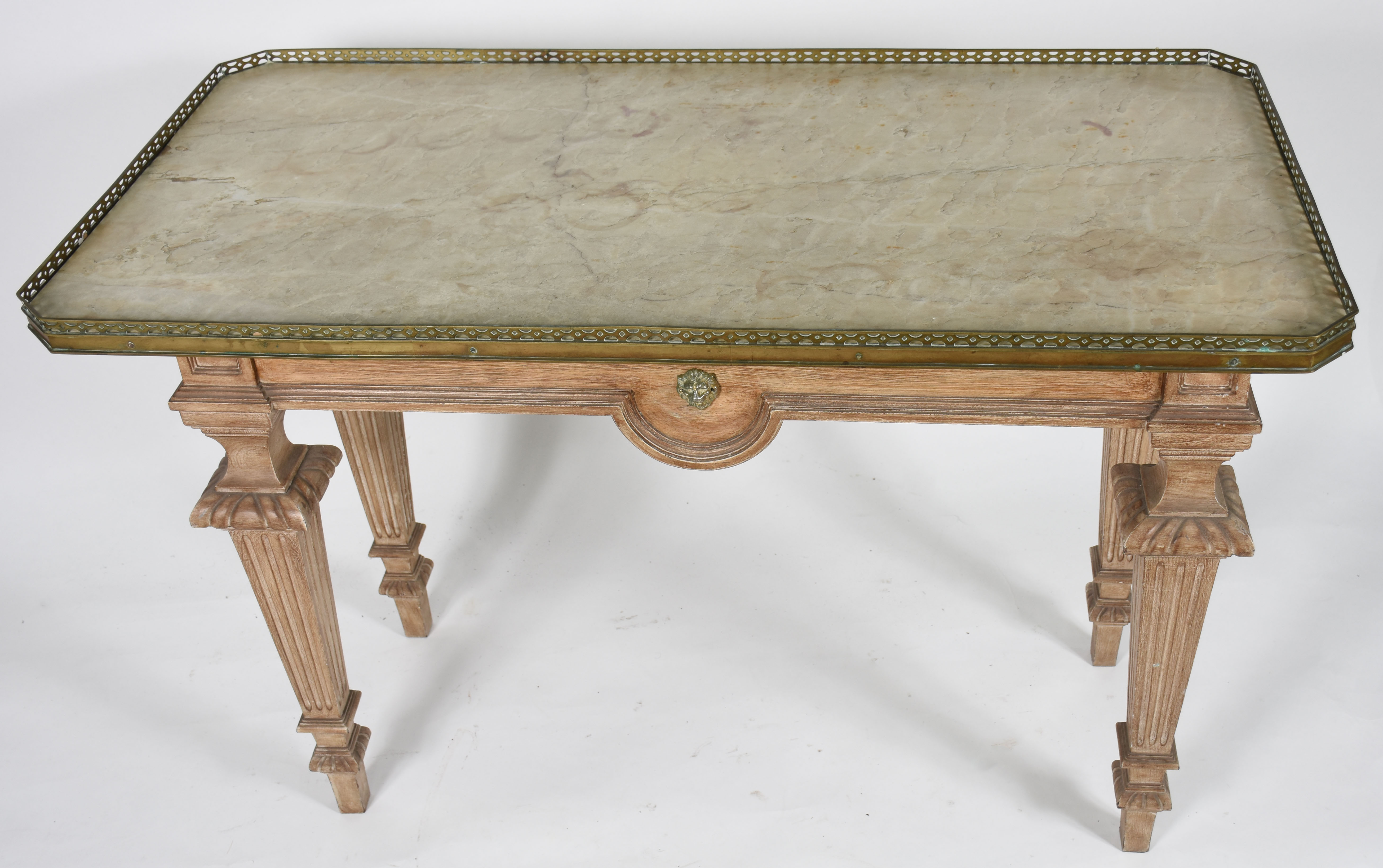 Console de madeira nobre em decapê , estilo Império, tampo de mármore... - foto 2 de 4