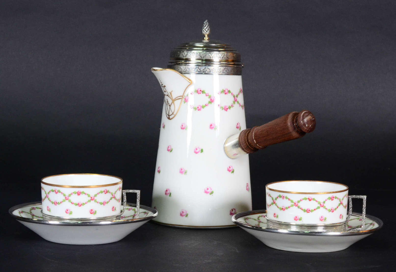 Tête-a-Tête para café – Prata francesa – Decoração lisa com perolado... - foto 1 de 4