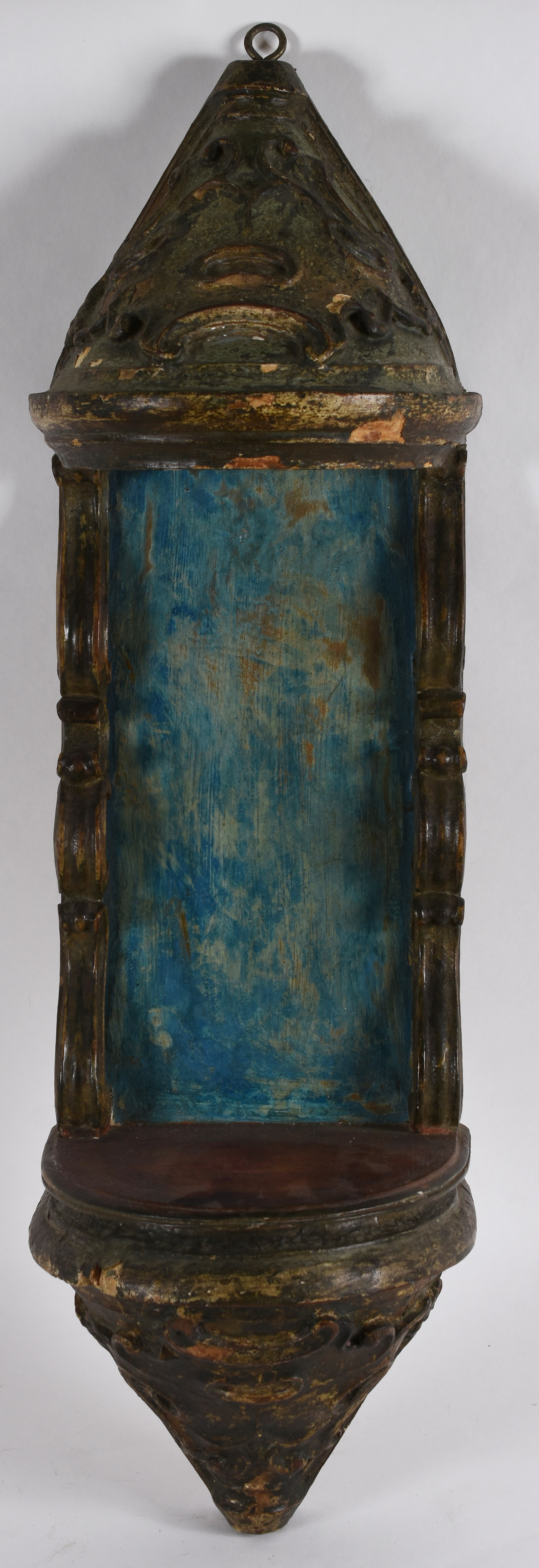 Arte Sacra – Suporte para imagem – Peanha colonial, com espaldar e... - foto 1 de 4
