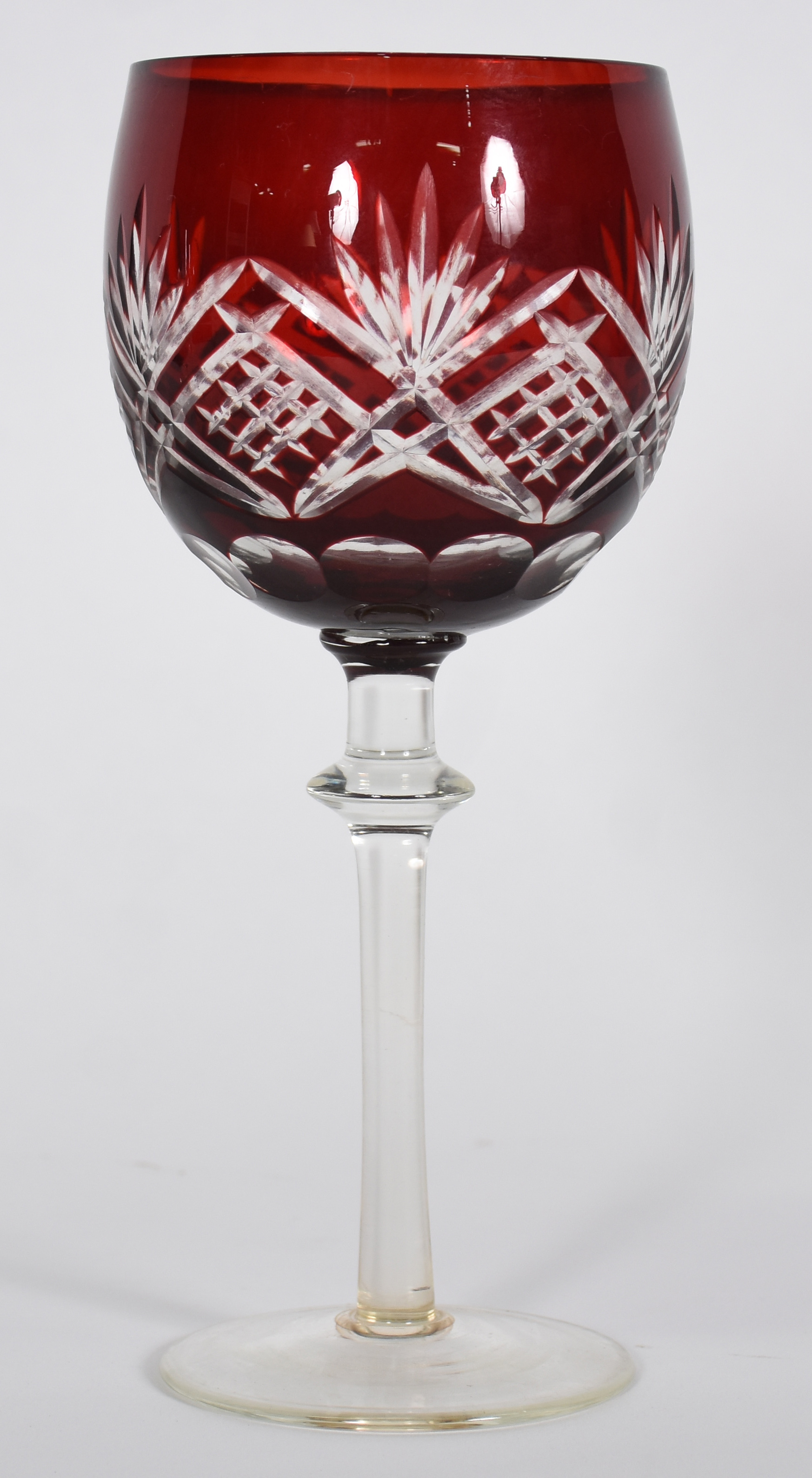 Dez taças para vinho de cristal lapidado doublé vermelho. - foto 3 de 3