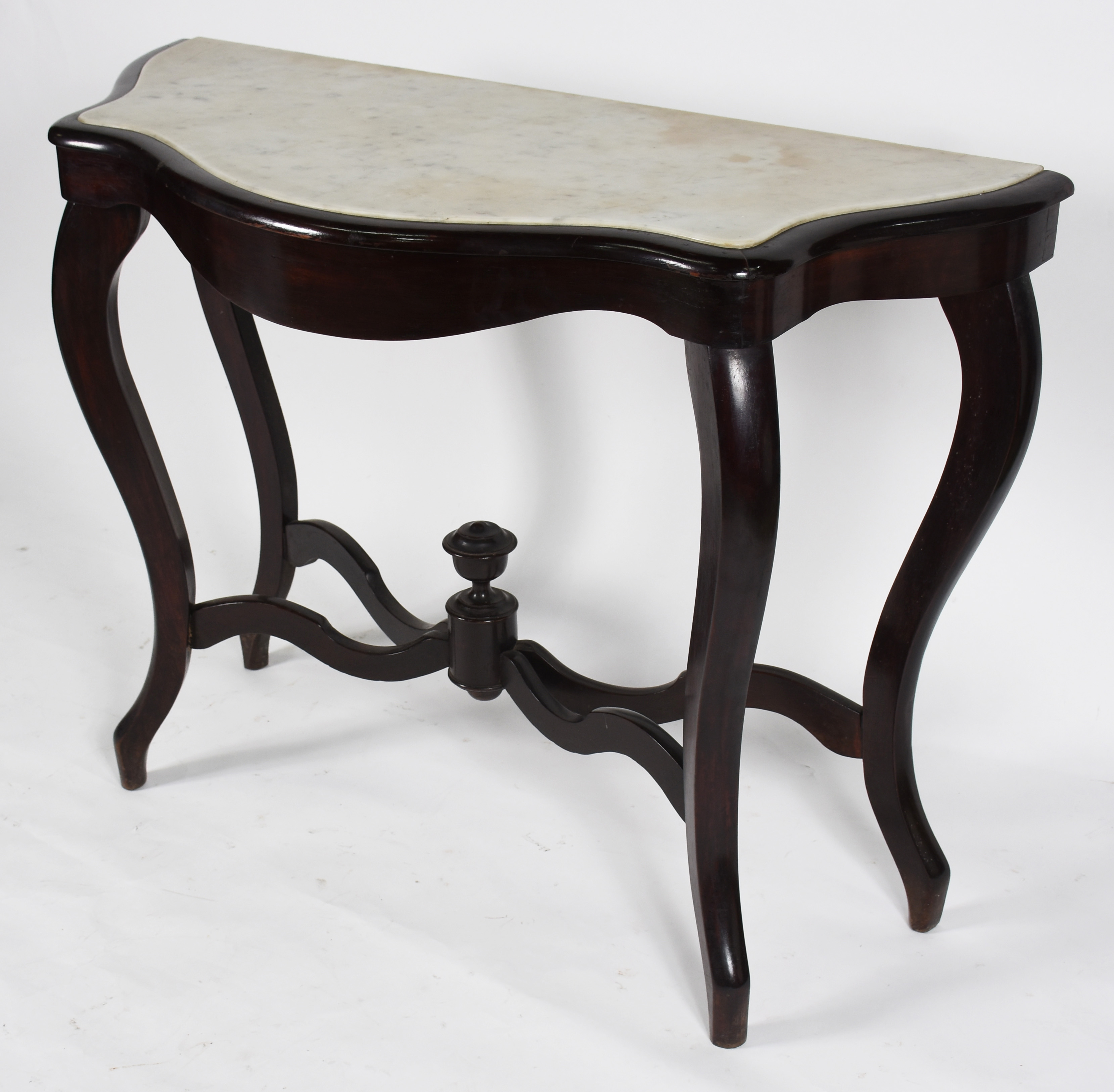 Console de madeira nobre, estilo Luis Felipe, tampo de mármore. - foto 1 de 3