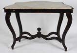 Console de madeira nobre, estilo Luis Felipe, t... - Console de madeira nobre, estilo Luis Felipe, tampo de mármore.