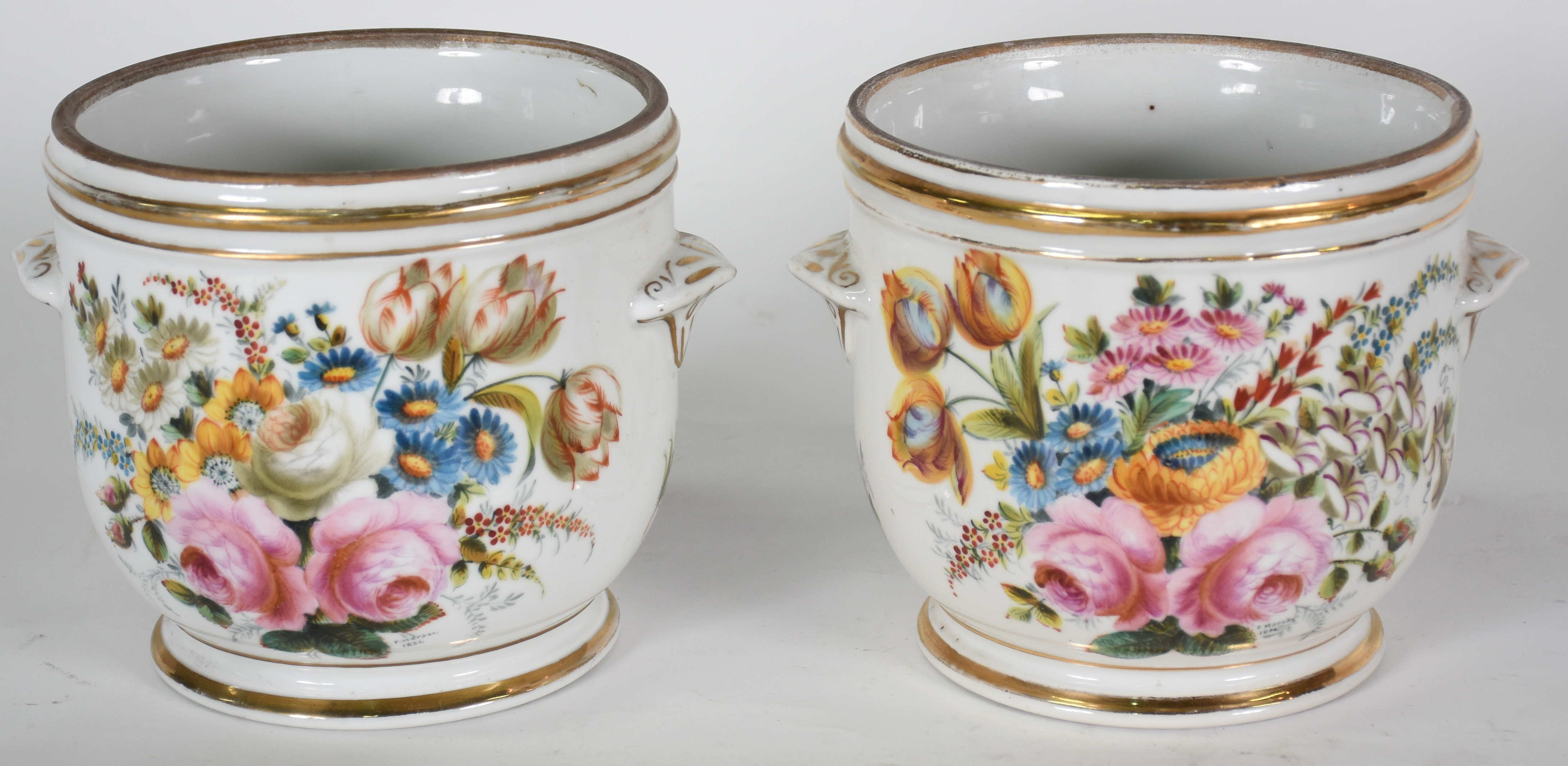Par de “Cache-pots”- Porcelana francesa “Velho Paris” Decoração... - foto 1 de 4