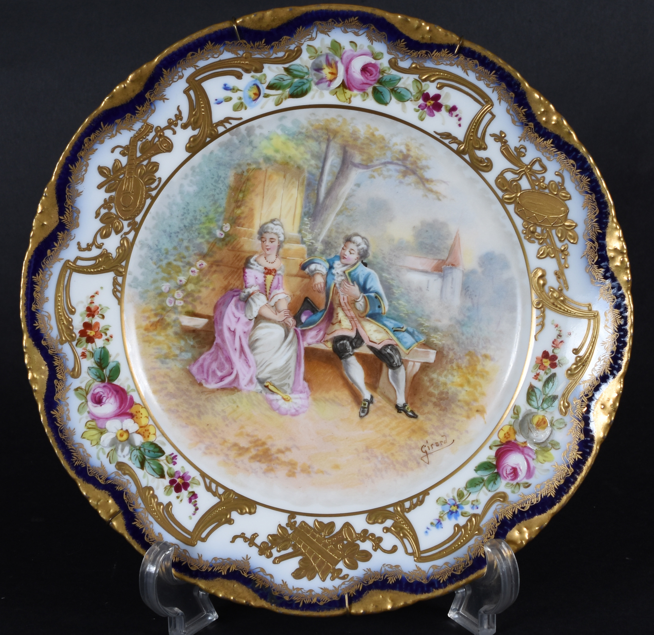 Prato decorativo – Porcelana de Sèvres – Decoração em azul cobalto e... - foto 1 de 3