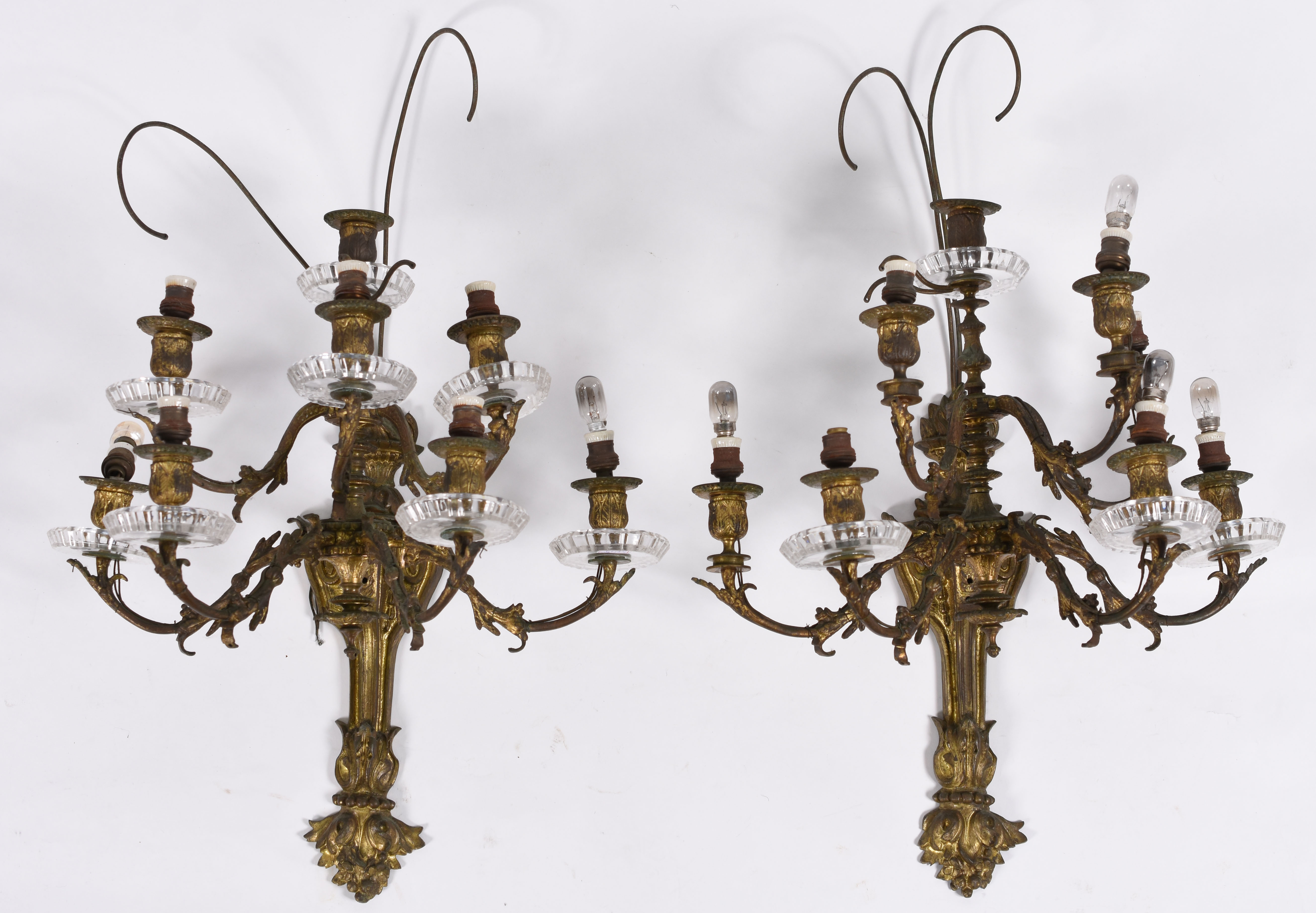 BACCARAT , Par de apliques incompletos de metal para 7 luzes cada... - foto 2 de 4