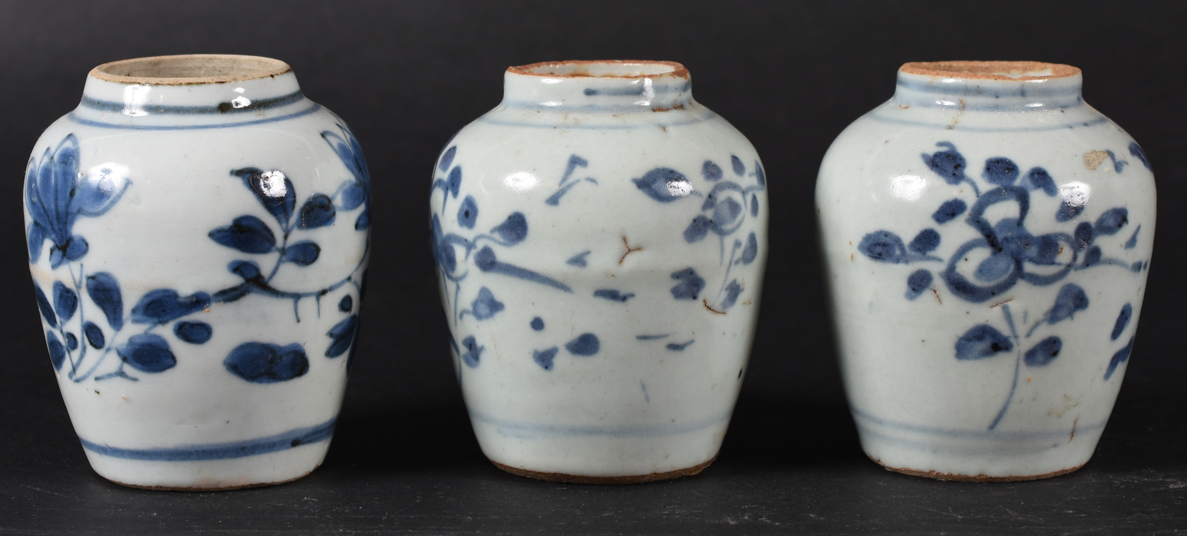 Louça rústica – Três vasinhos – Porcelana chinesa provincial –... - foto 1 de 3