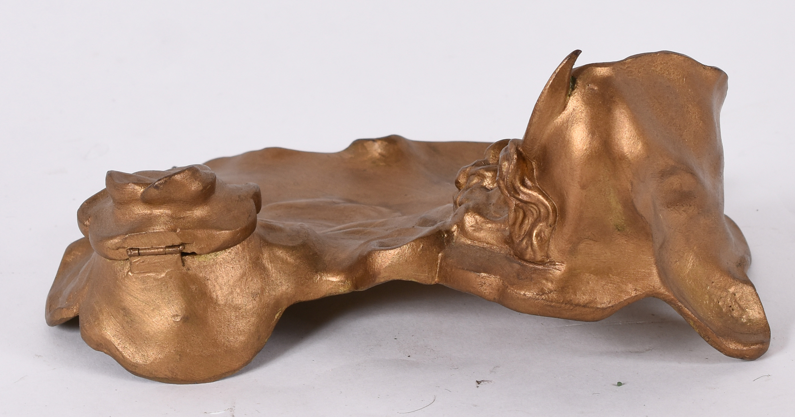 Tinteiro “Art Nouveau” – Bronze francês pintado de dourado –... - foto 4 de 4