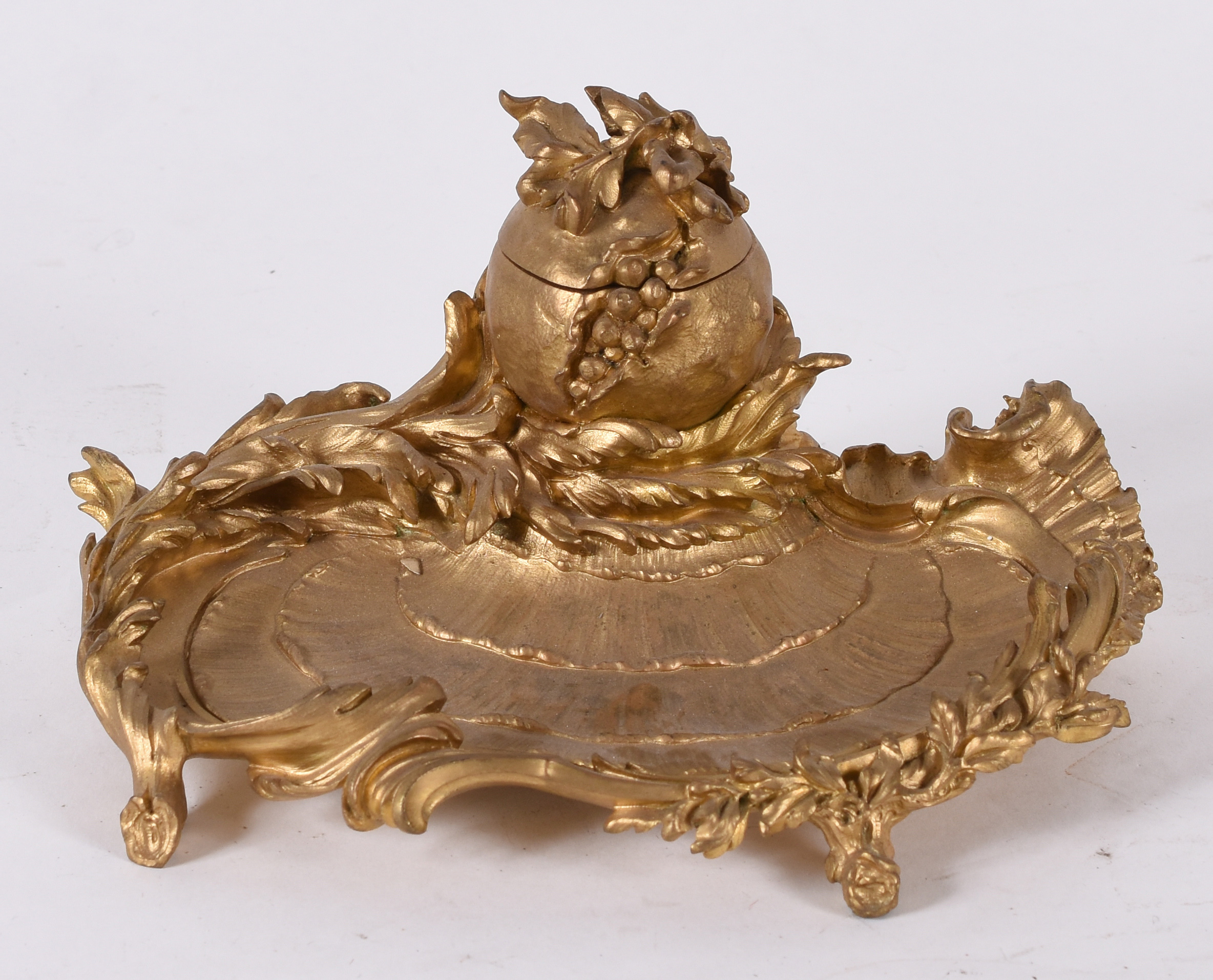Tinteiro “Art Nouveau” – Bronze francês pitado em dourado – Decoração... - foto 1 de 3