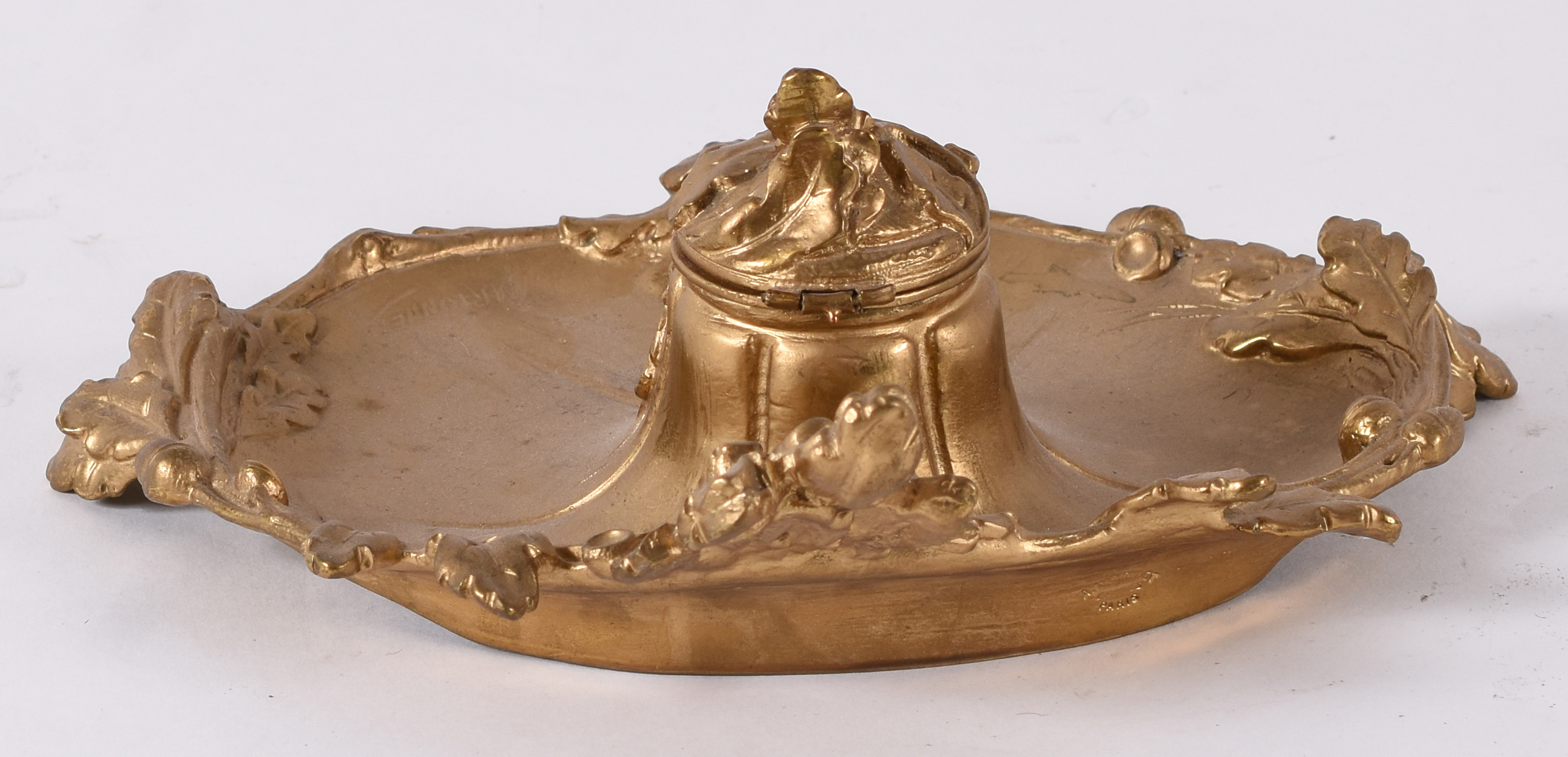 Tinteiro “Art Nouveau” – Bronze Francês pintado de dourado –... - foto 3 de 3