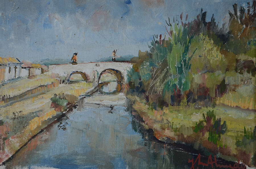 JOSÉ MARIA DE ALMEIDA - Paisagem com ponte - ose - 26 x 39 - foto 2 de 3