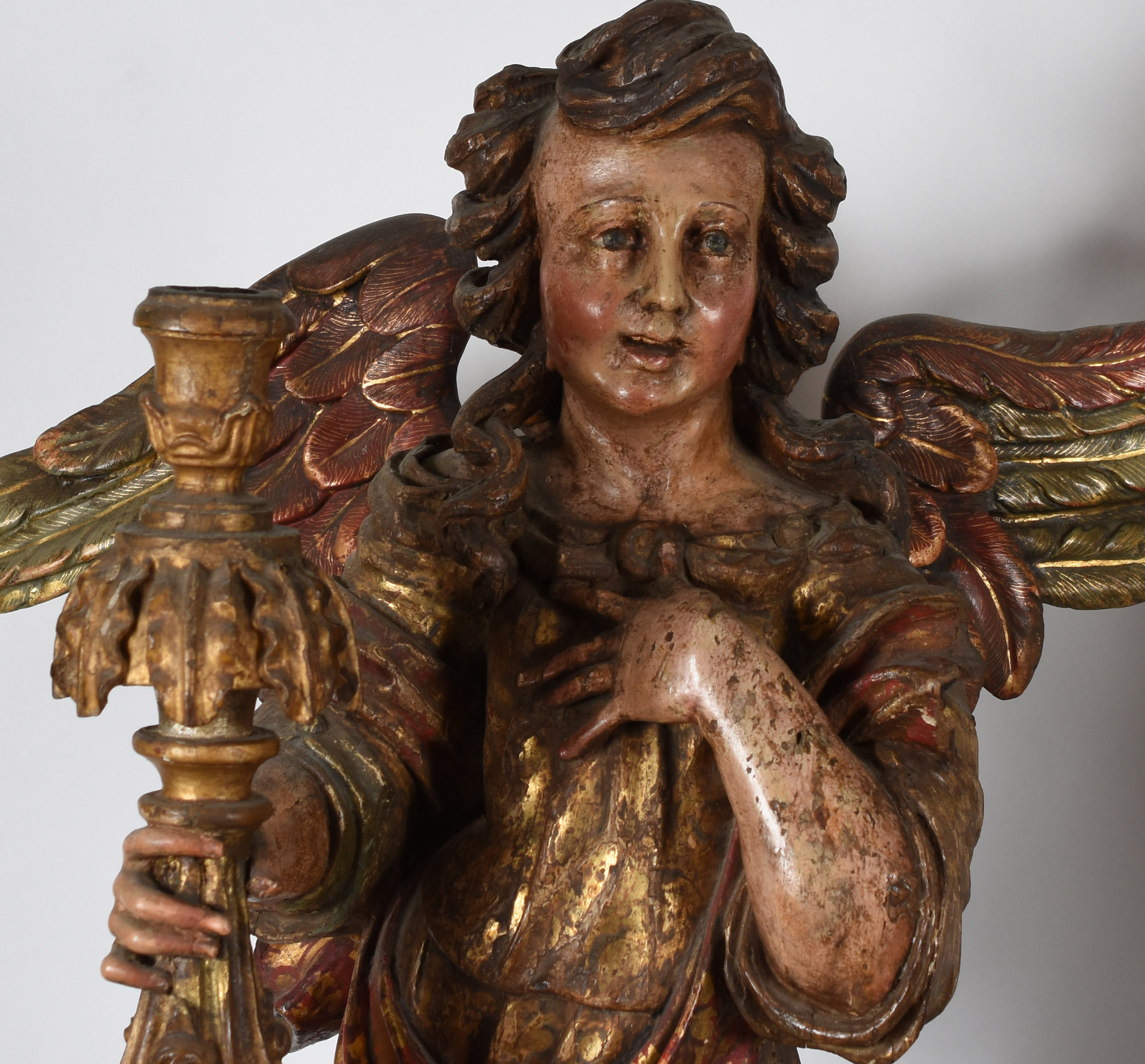 Arte Sacra – Par de “Anjos Tocheiros” barrocos – Madeira esculpida... - foto 2 de 6