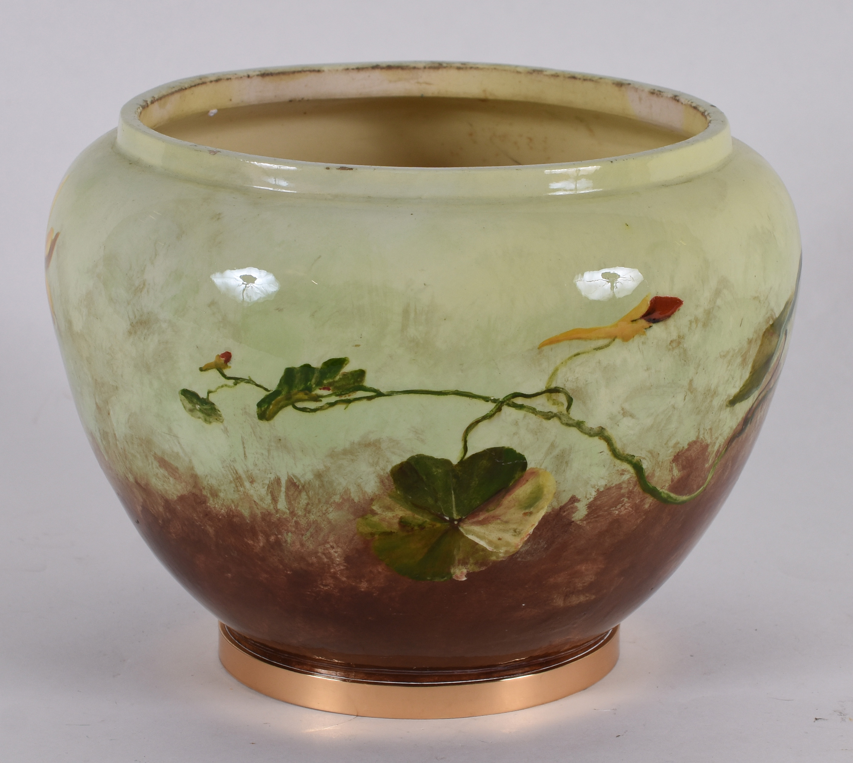 Cache pot – Porcelana de Sèvres – Decoração floral graúda sobre fundo... - foto 1 de 4