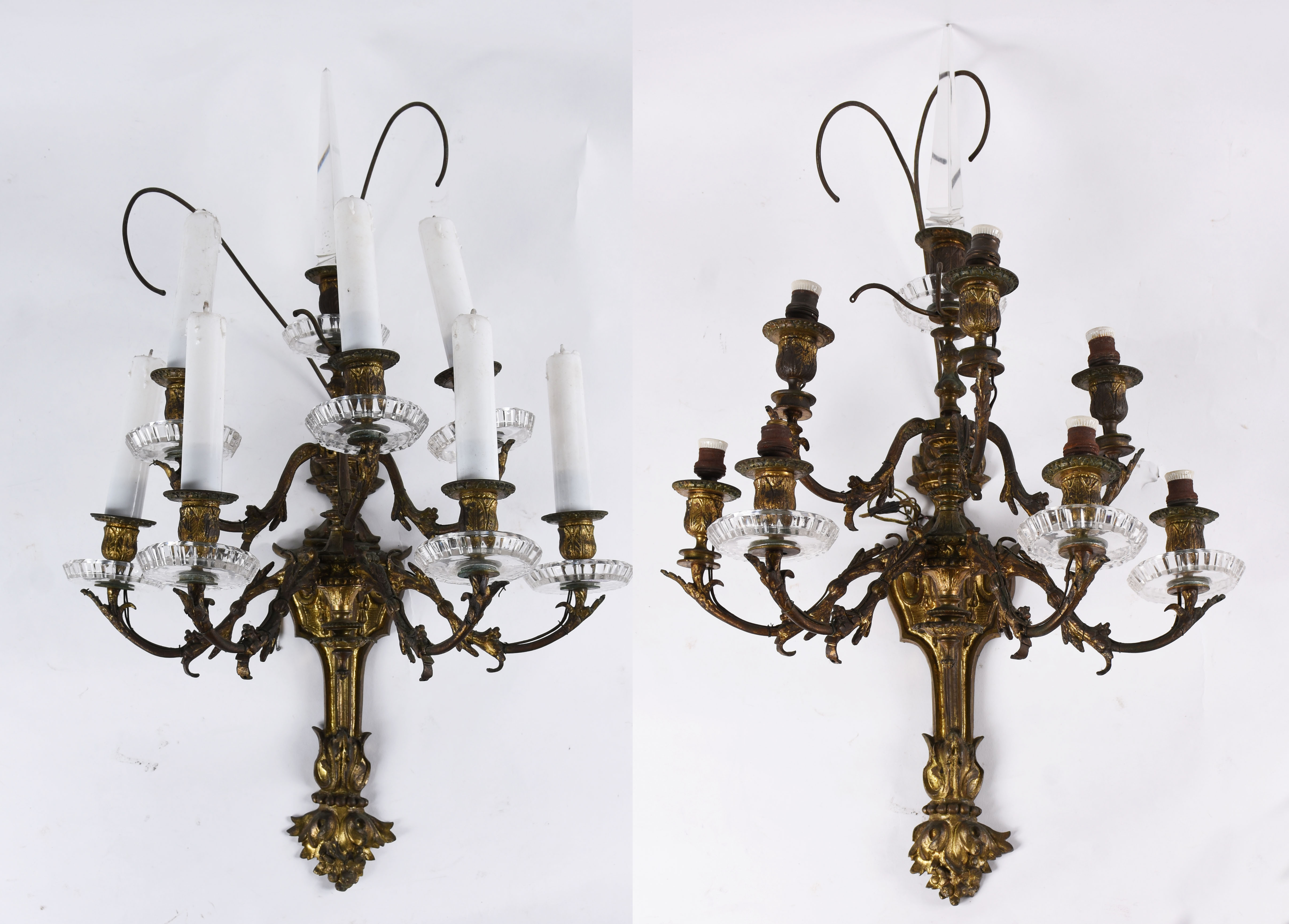 BACCARAT , Par de apliques incompletos de metal para 7 luzes cada... - foto 1 de 4