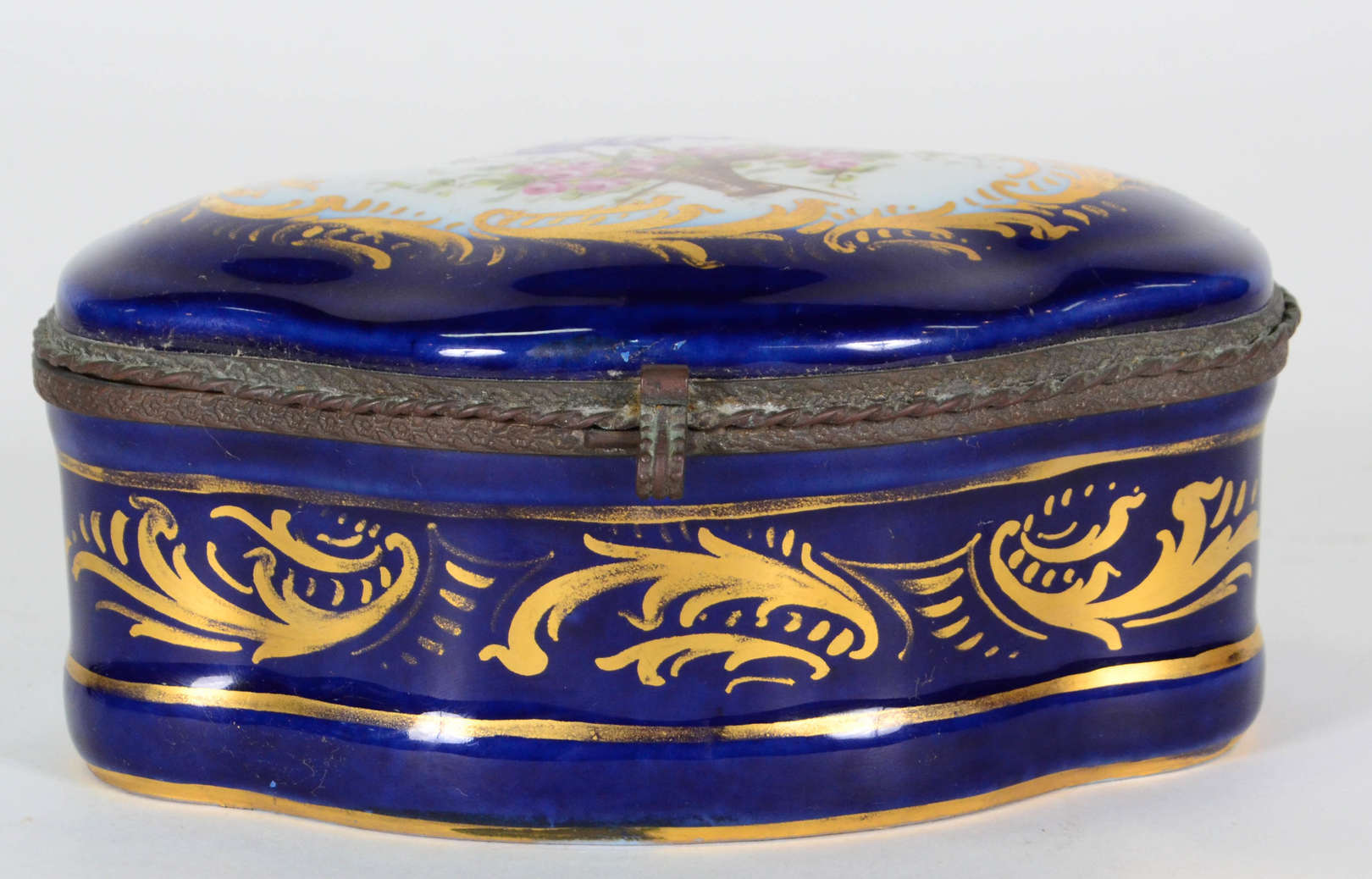 Caixa Decorativa – Porcelana de Sèvres – Decoração em azul cobalto e... - foto 3 de 5