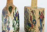Cerâmica Persa - Dois perfumeiros de Cerâmica v... - Cerâmica Persa - Dois perfumeiros de Cerâmica vitrificada - Decoração com peixes , pássaros  e flores - Pintura sob  esmalte  , Irã , Séculos XV...