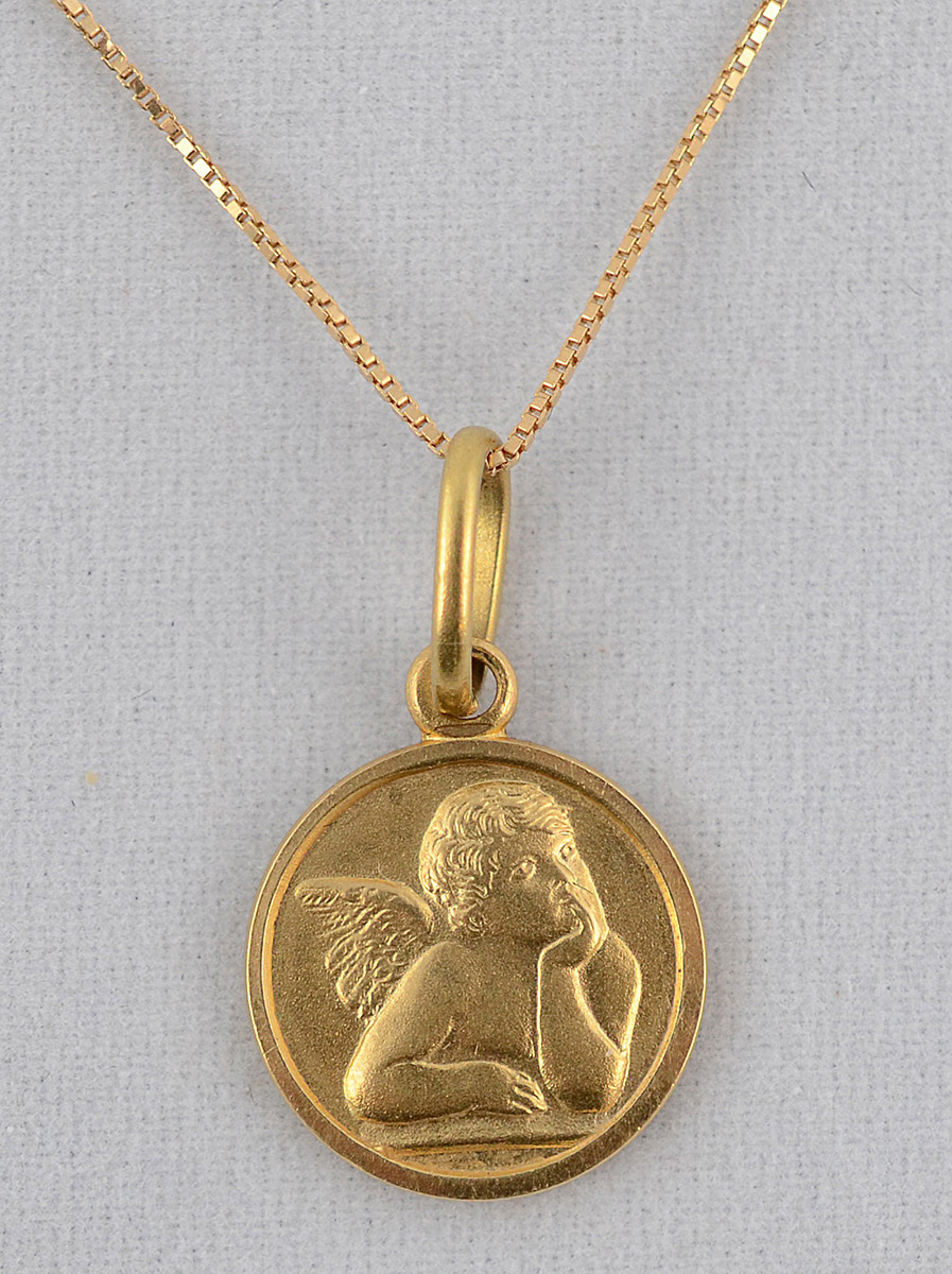 Colar de ouro amarelo 18 k - 750 com pendente de anjinho. Peso total... - foto 1 de 2