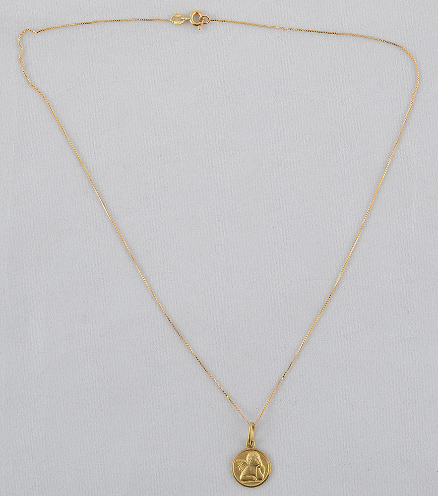 Colar de ouro amarelo 18 k - 750 com pendente de anjinho. Peso total... - foto 2 de 2