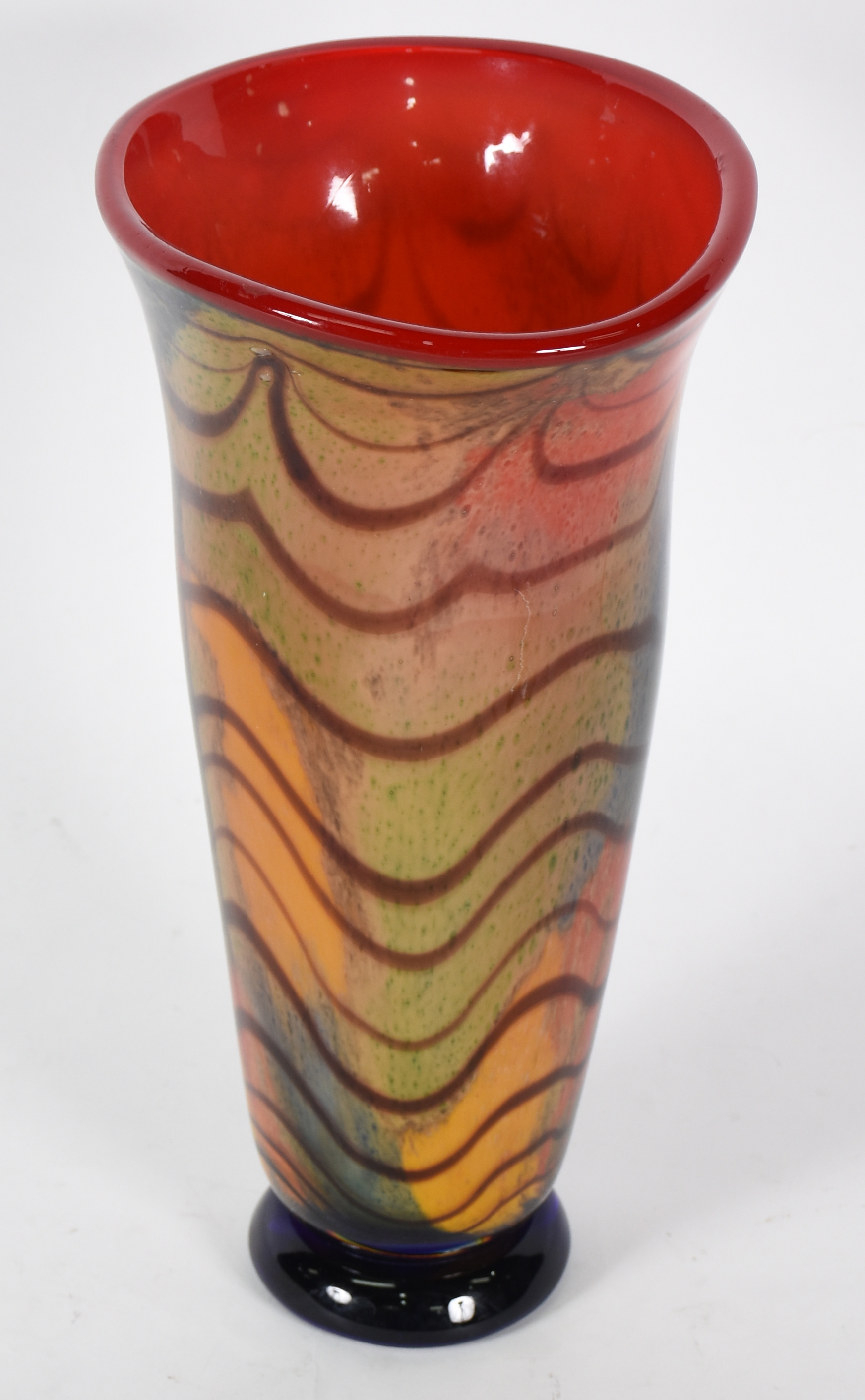 Vaso Murano na cor âmbar com listras . - foto 2 de 4