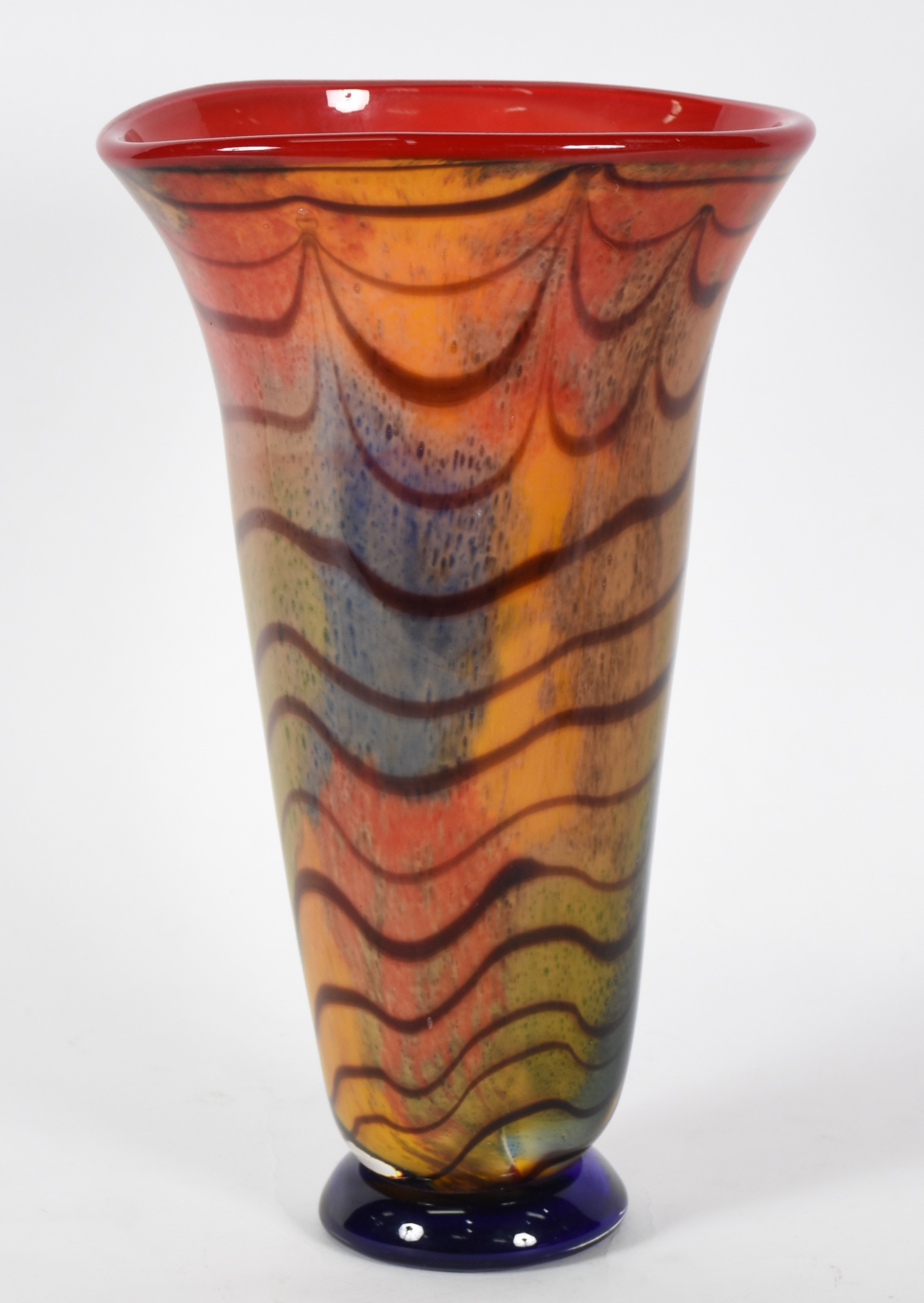 Vaso Murano na cor âmbar com listras . - foto 3 de 4