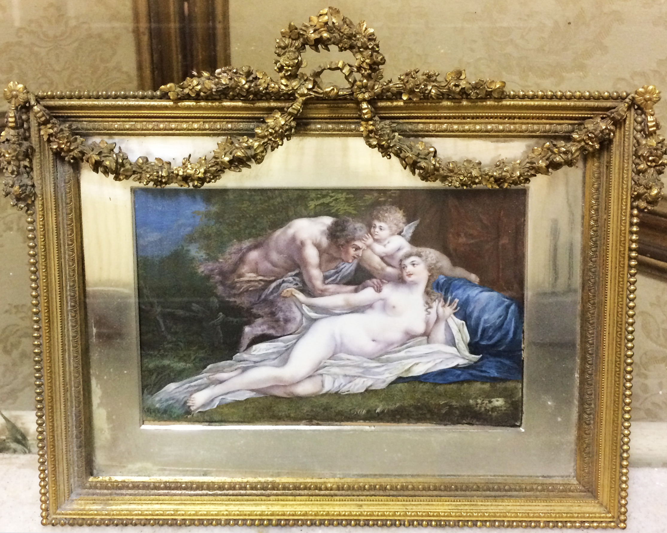Miniatura – Pequena pintura representando Vênus, Cupido e um fauno... - foto 1 de 3