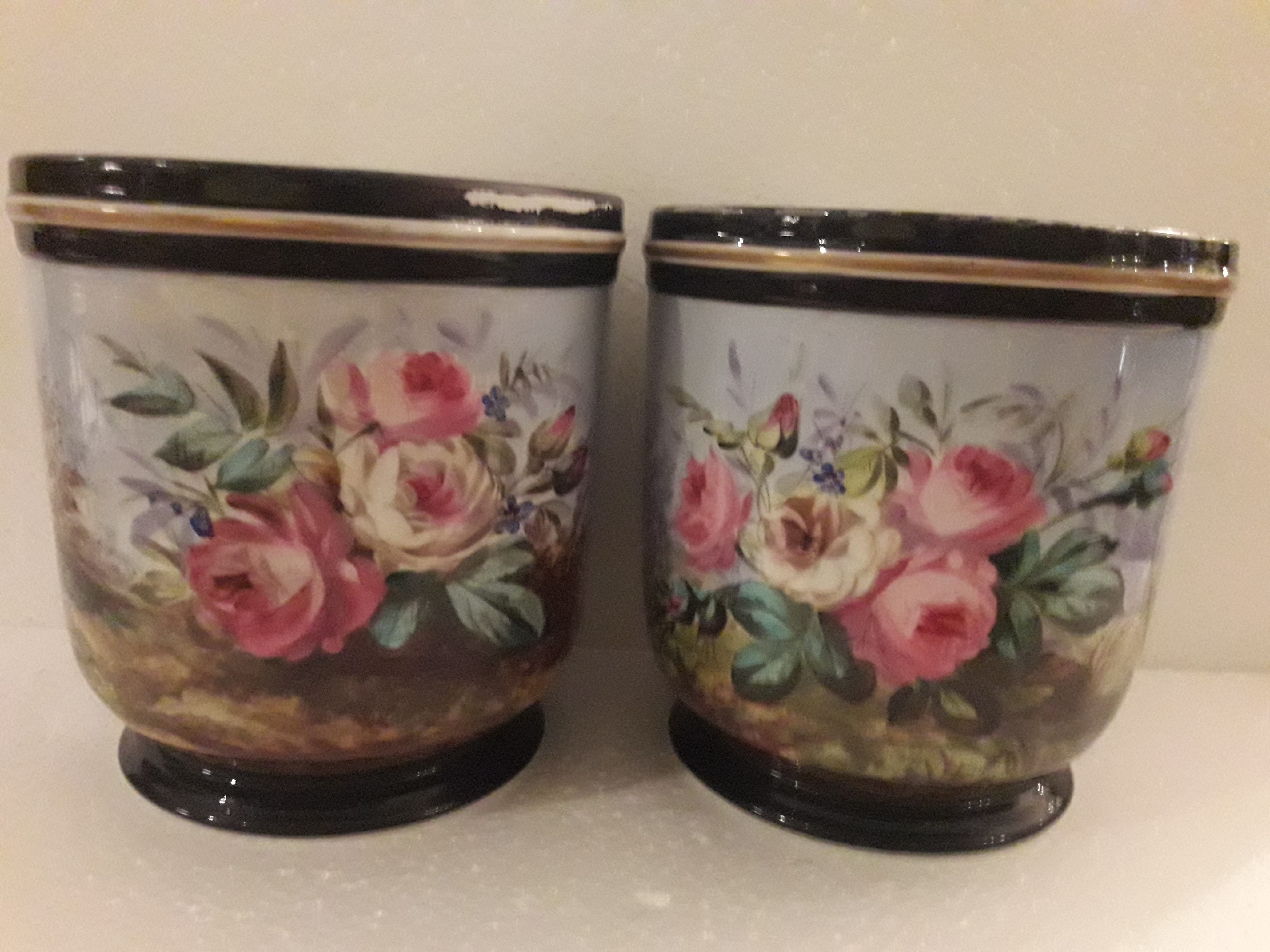 Par de “Cache-pots” – Porcelana francesa “Velho Paris” – Decoração... - foto 1 de 2