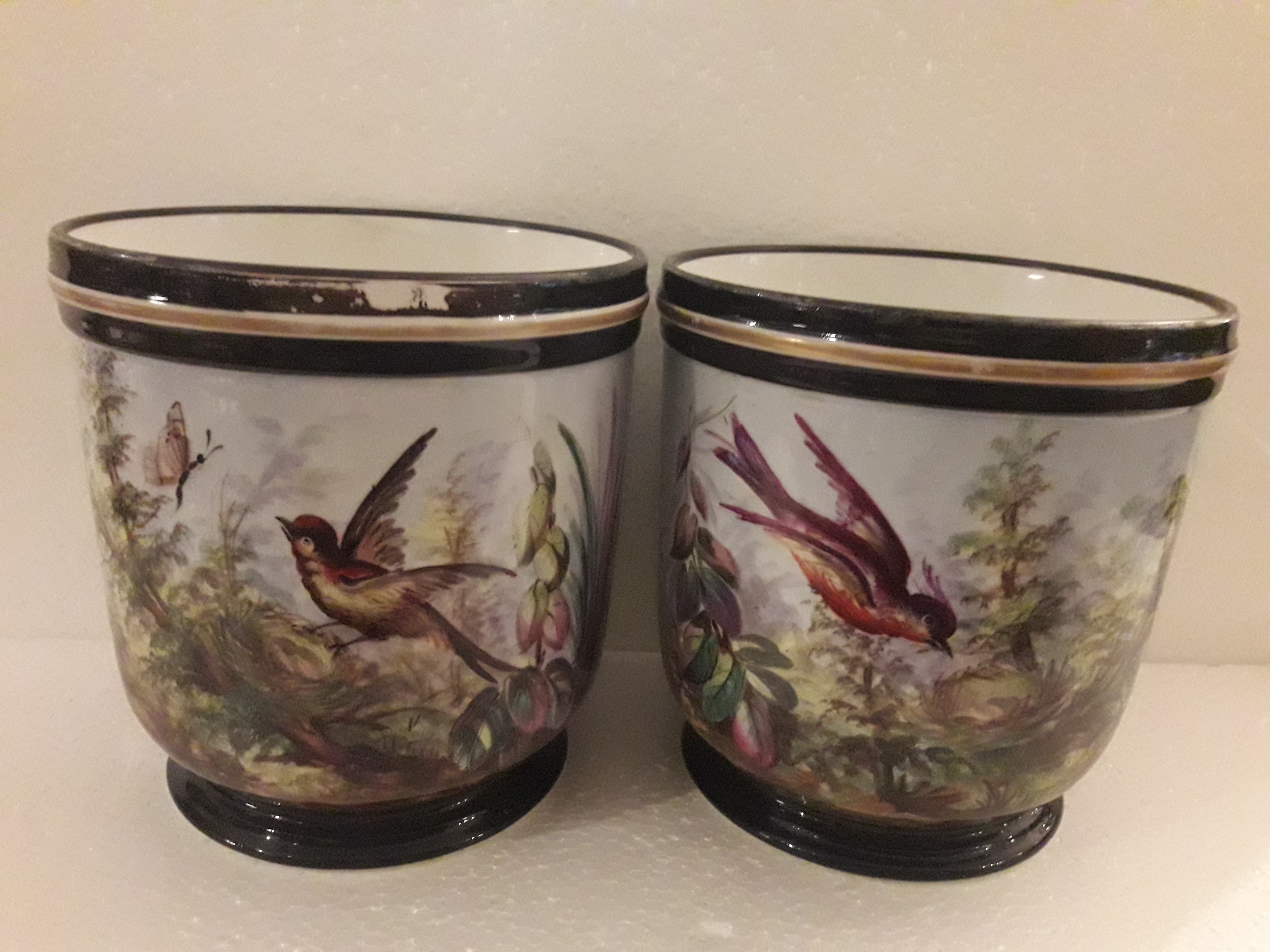 Par de “Cache-pots” – Porcelana francesa “Velho Paris” – Decoração... - foto 2 de 2