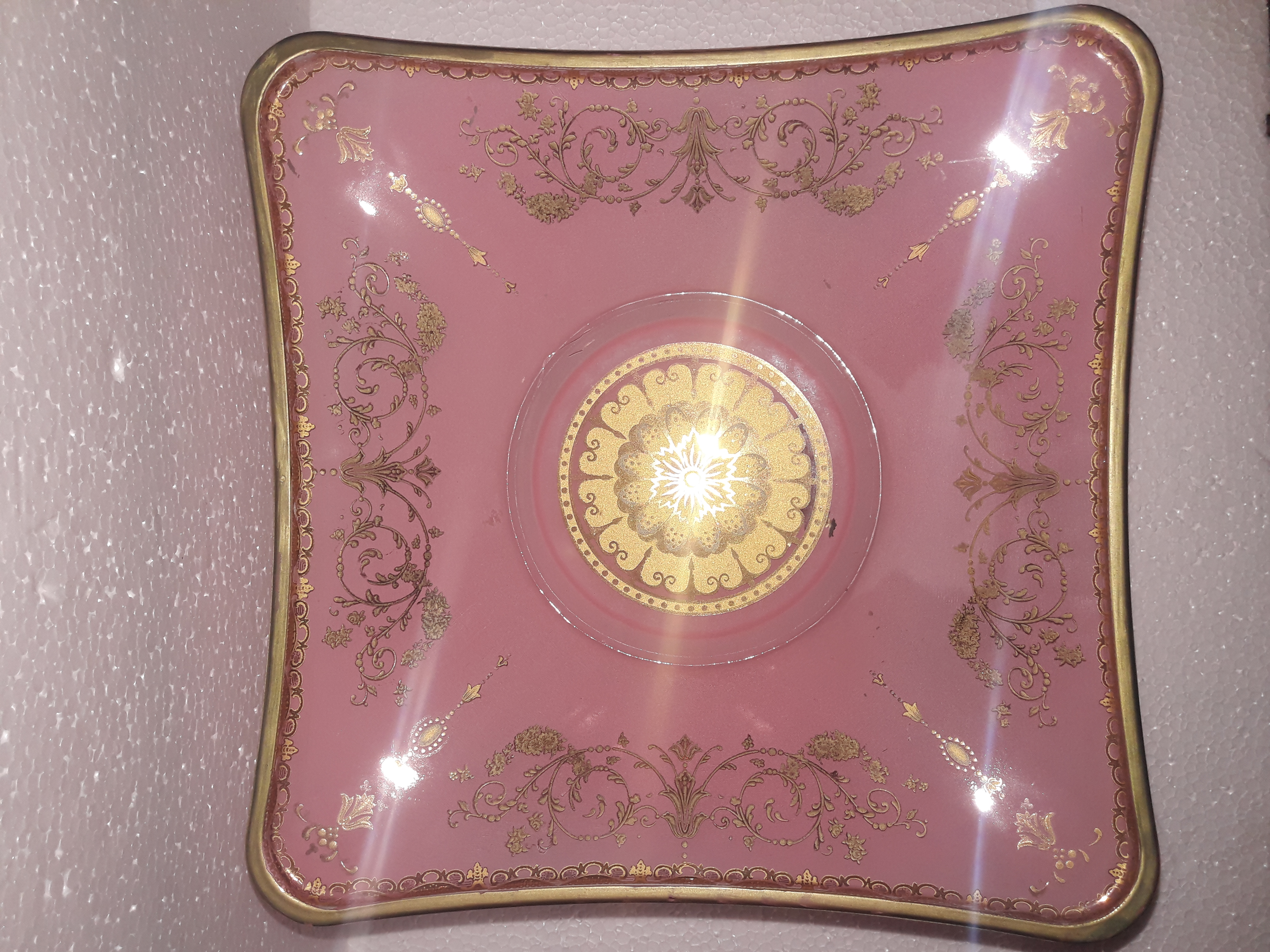 Fruteira de Pé – Cristal italiano – Decoração a ouro sobre fundo... - foto 2 de 2