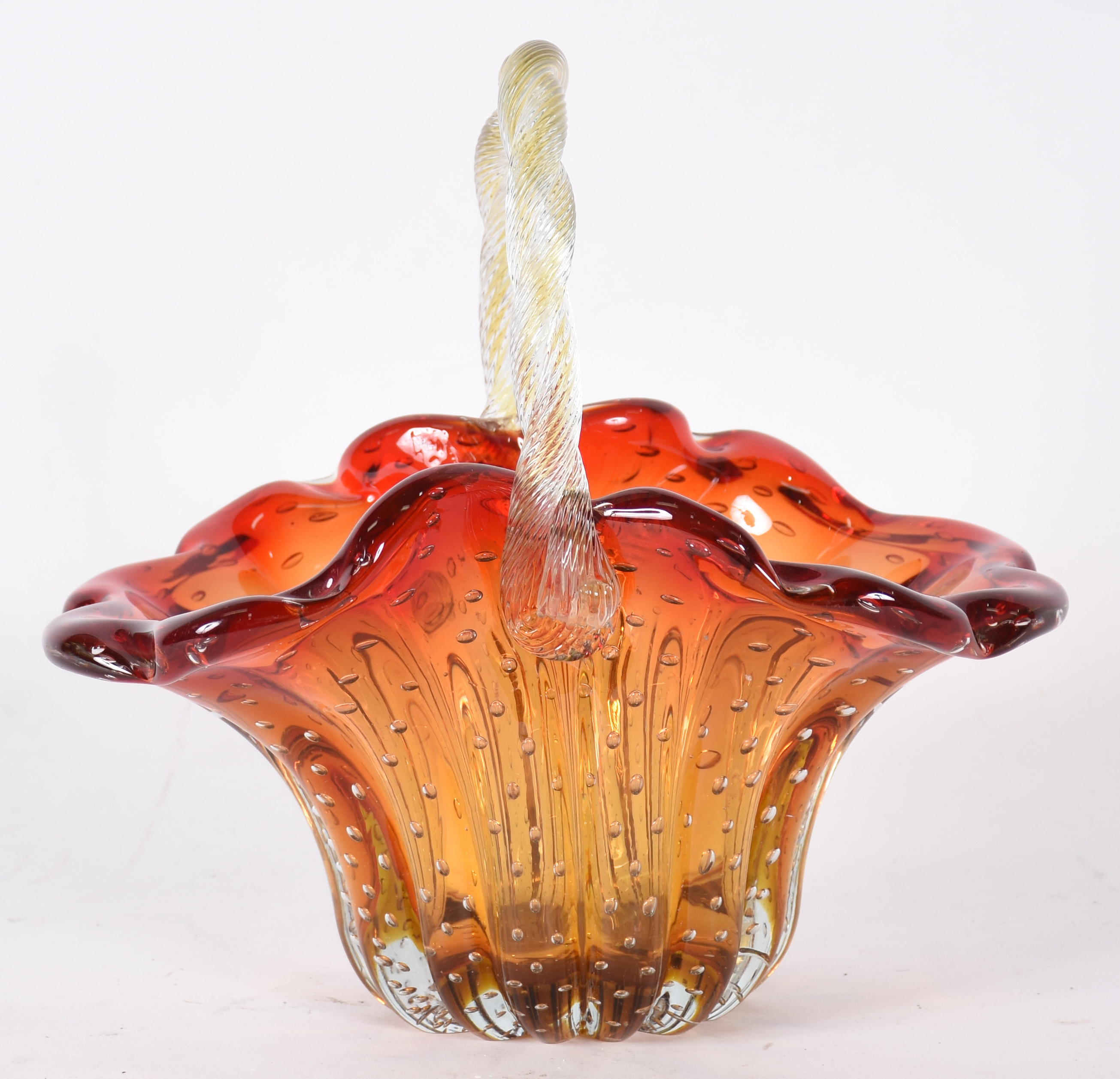 Cesta de Murano na cor laranja degradé com bolhas decorativas... - foto 2 de 4