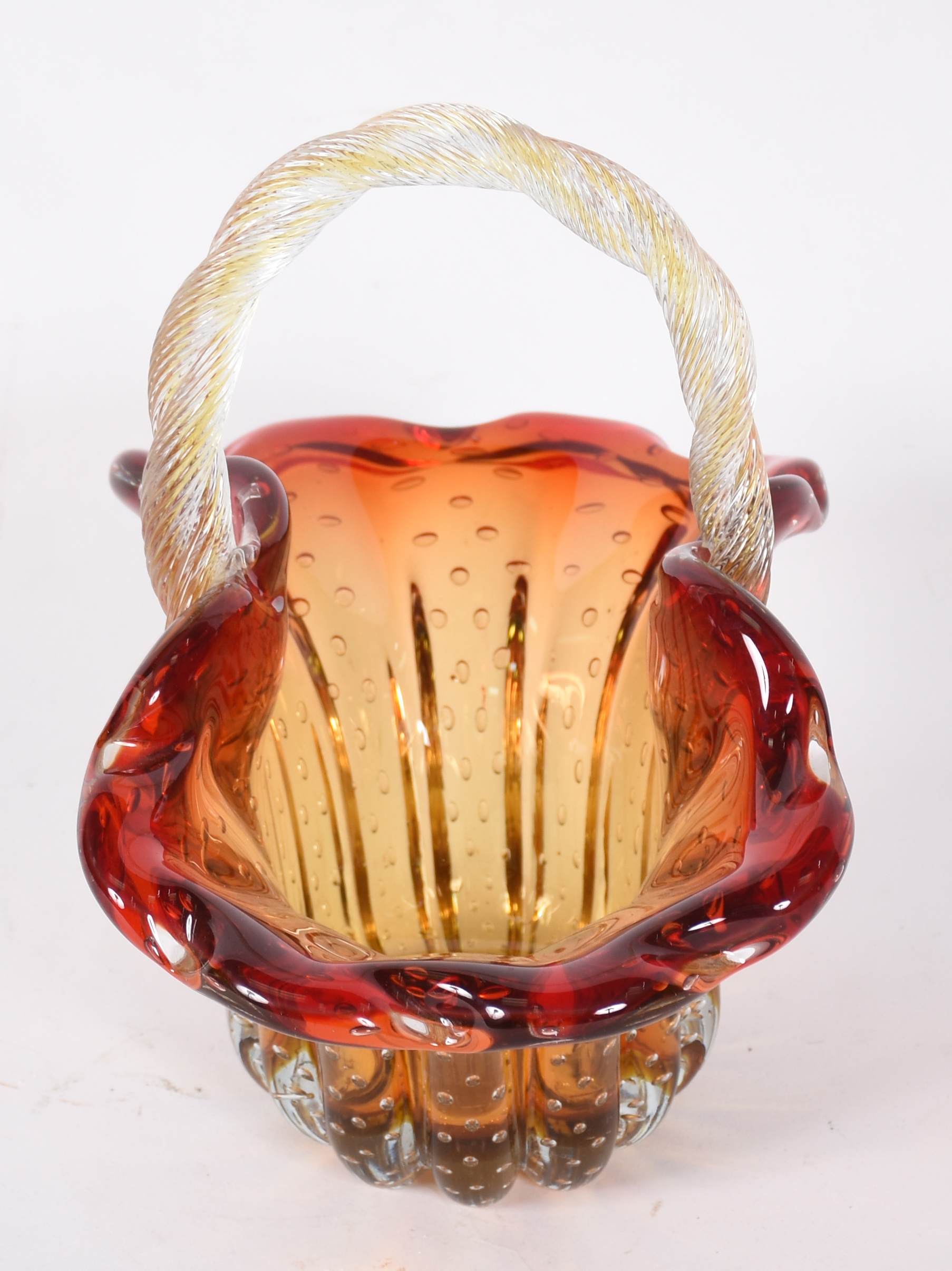 Cesta de Murano na cor laranja degradé com bolhas decorativas... - foto 3 de 4