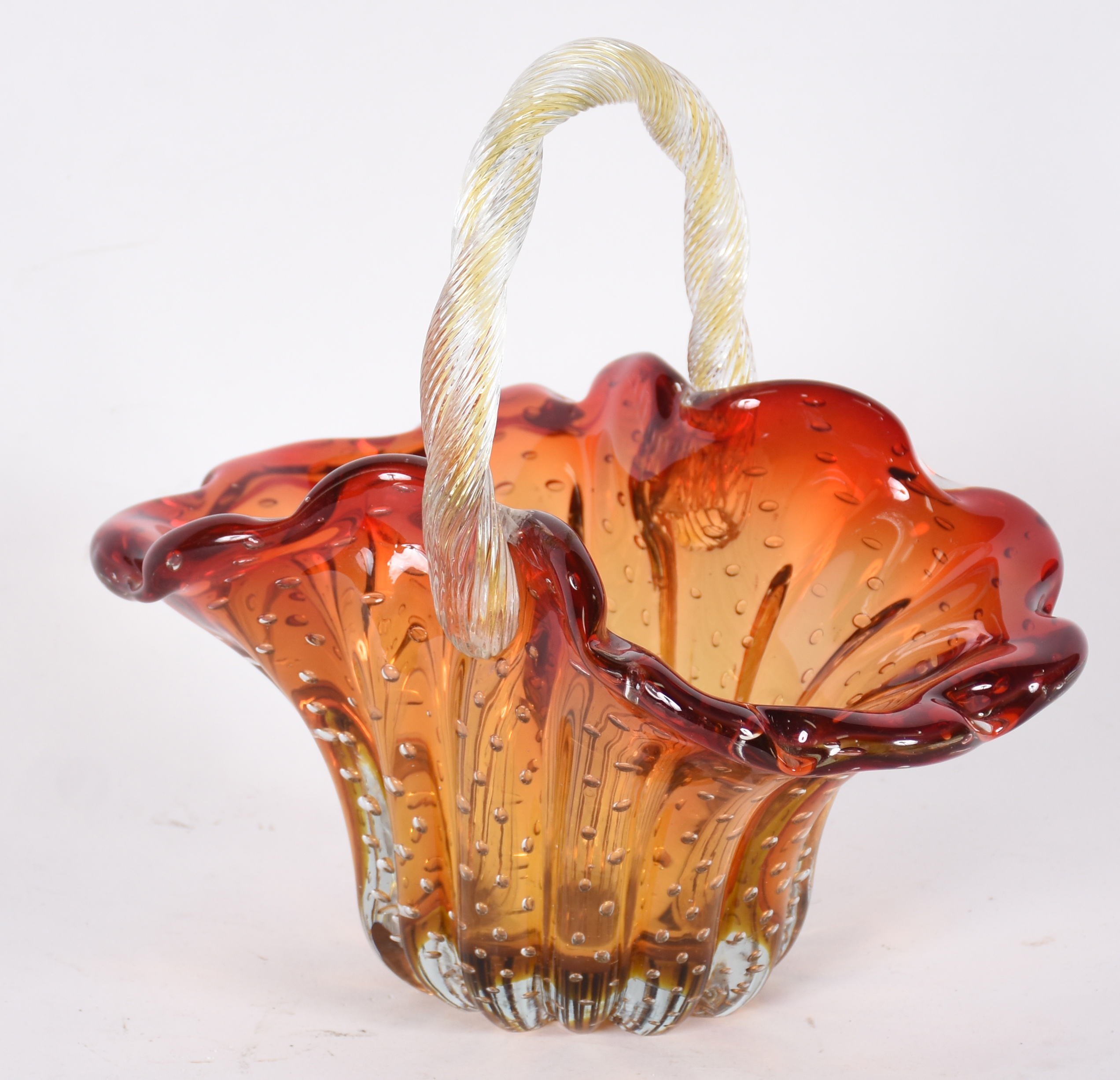 Cesta de Murano na cor laranja degradé com bolhas decorativas... - foto 1 de 4